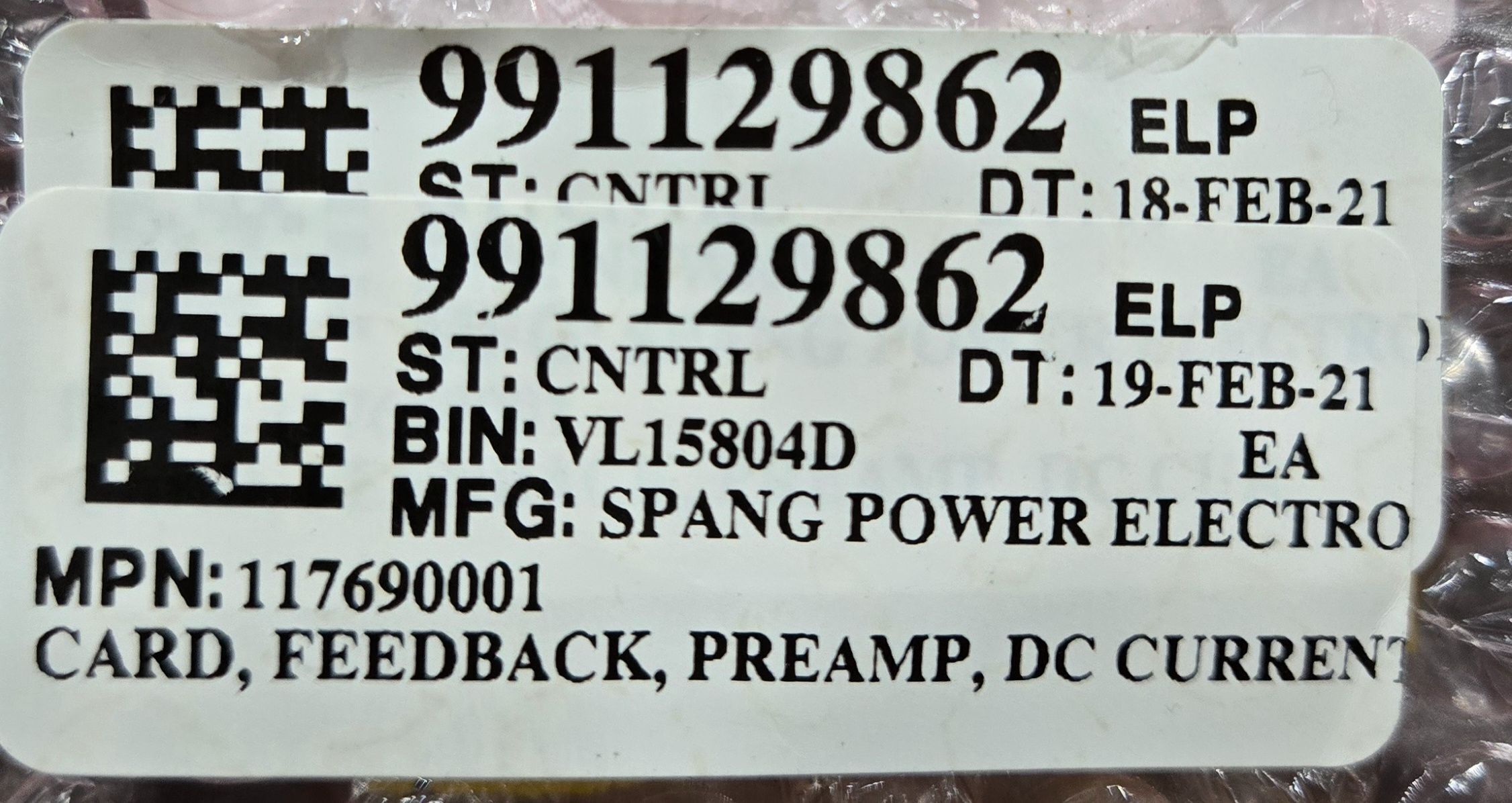 SPANG POWER ELECTRONICS 117690001 Feedback Preamp Control Card NEW 5