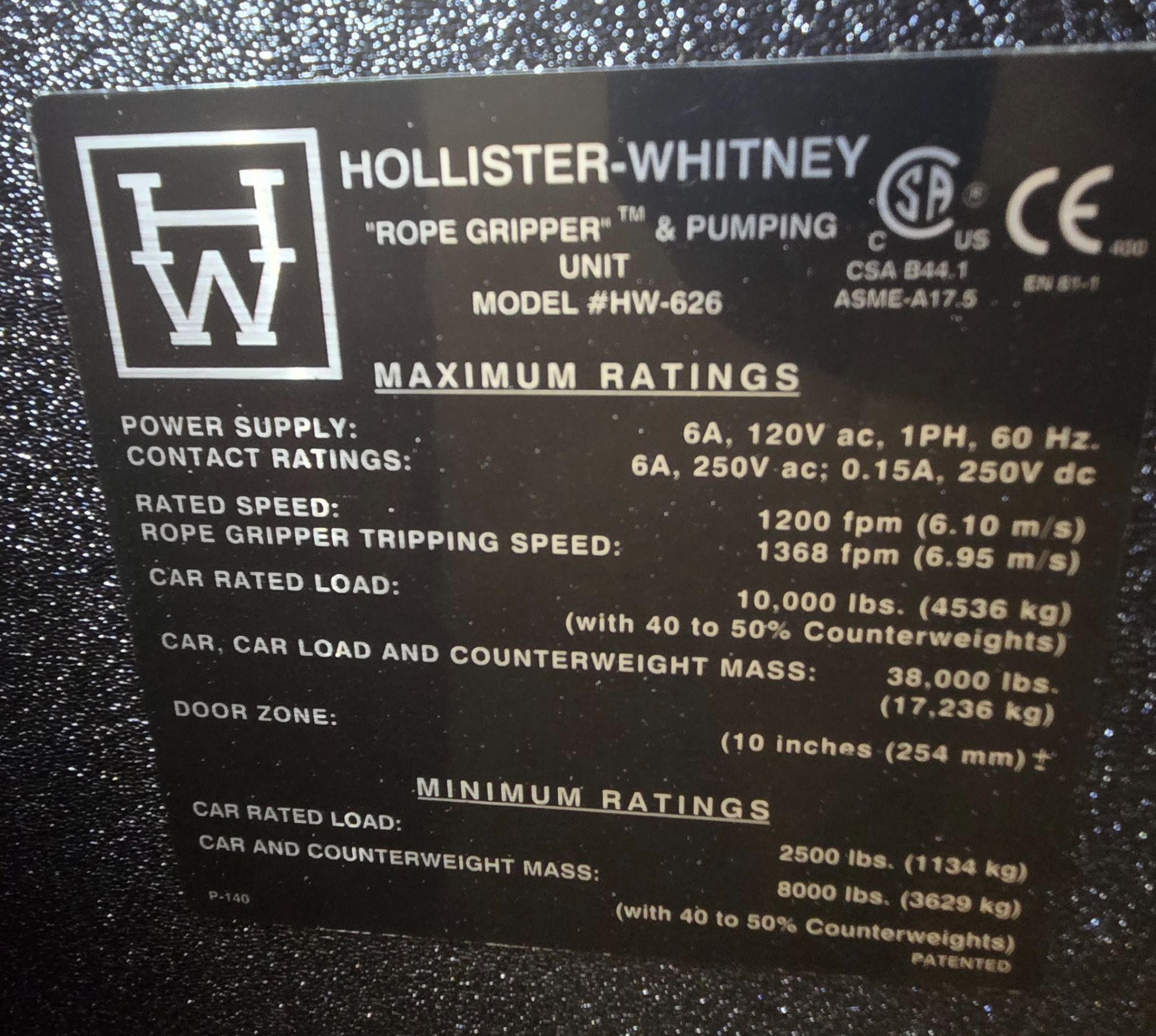 HOLLISTER‑WHITNEY HW‑626 Rope Gripper & Pumping Unit NEW 1
