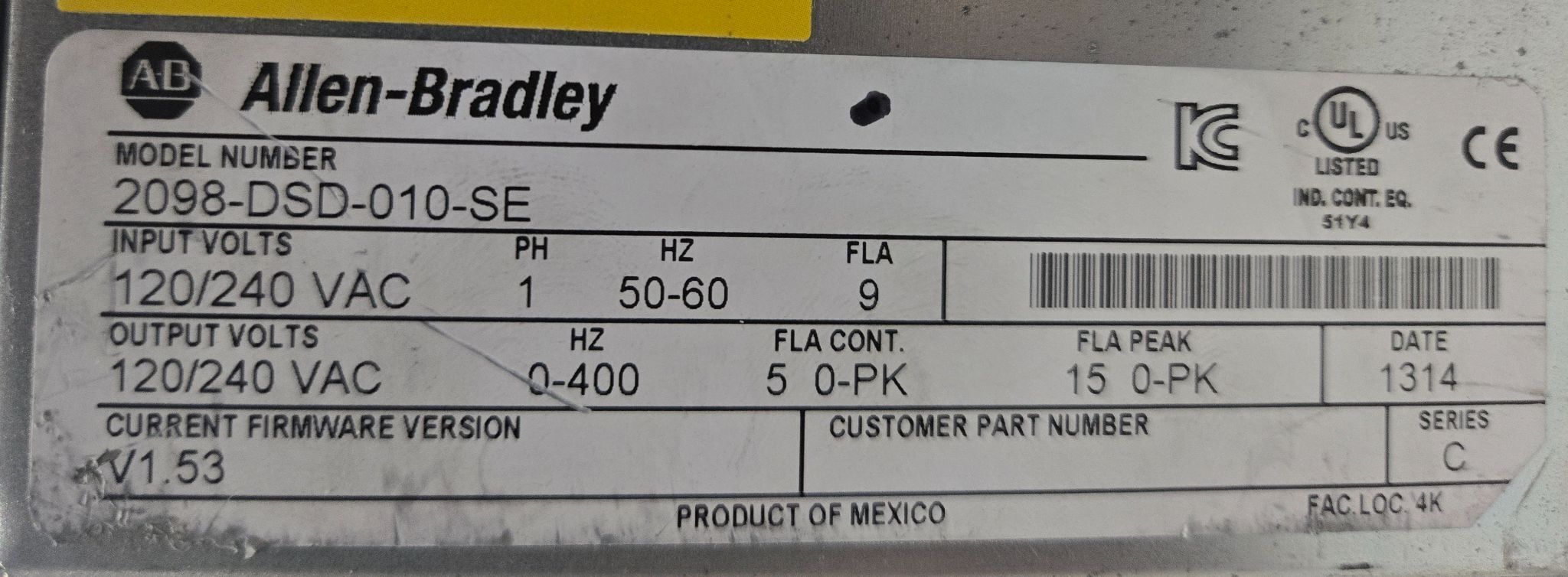 ALLEN‑BRADLEY 2098‑DSD‑010‑SE Servo Drive USED 2