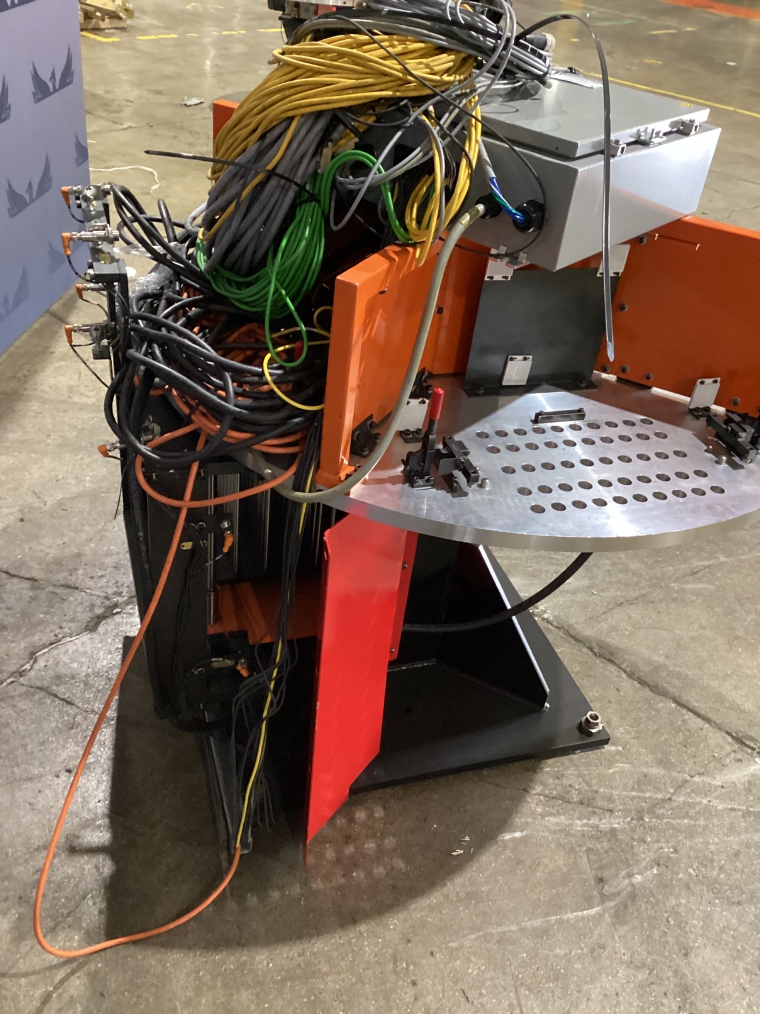 Rotary Indexing Table with Perforated Fixture Plate for Welding / Assembly USED 2