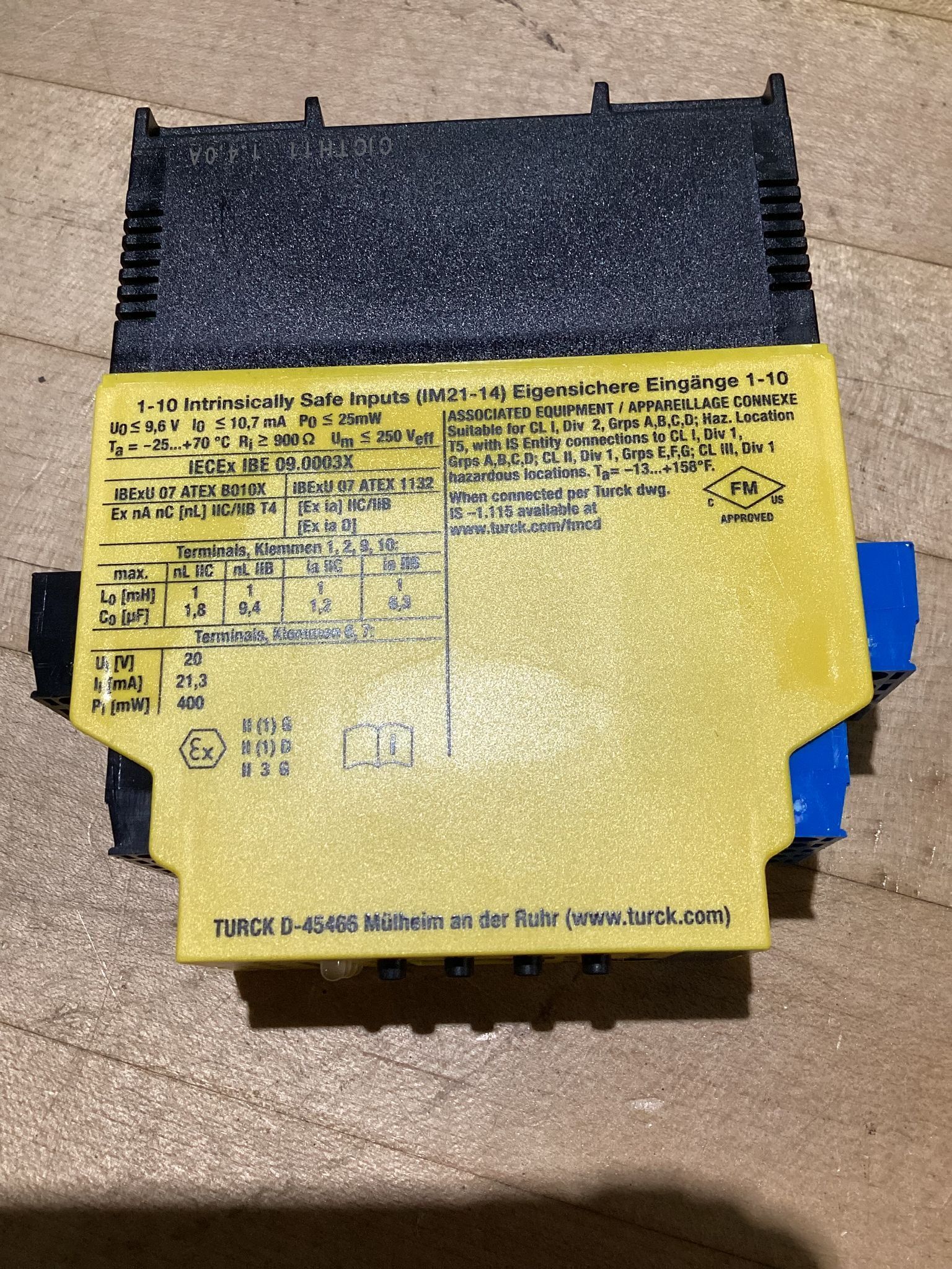 TURCK IM21‑14Ex‑CDTRi Intrinsically Safe Safety Barrier USED 0