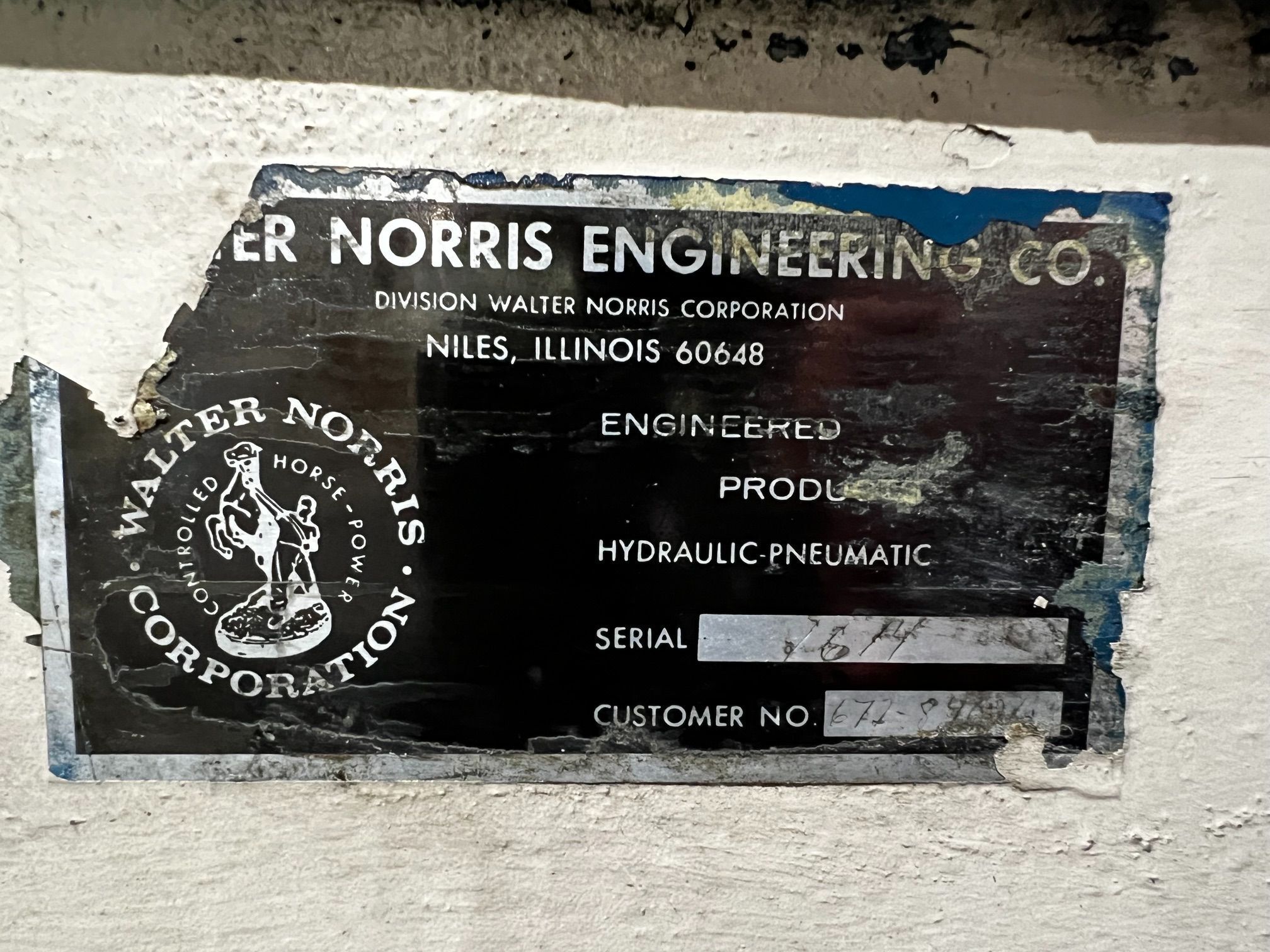 Walter Norris Engineering Co Hydraulic Power Unit with GE 15 HP Motor USED 6