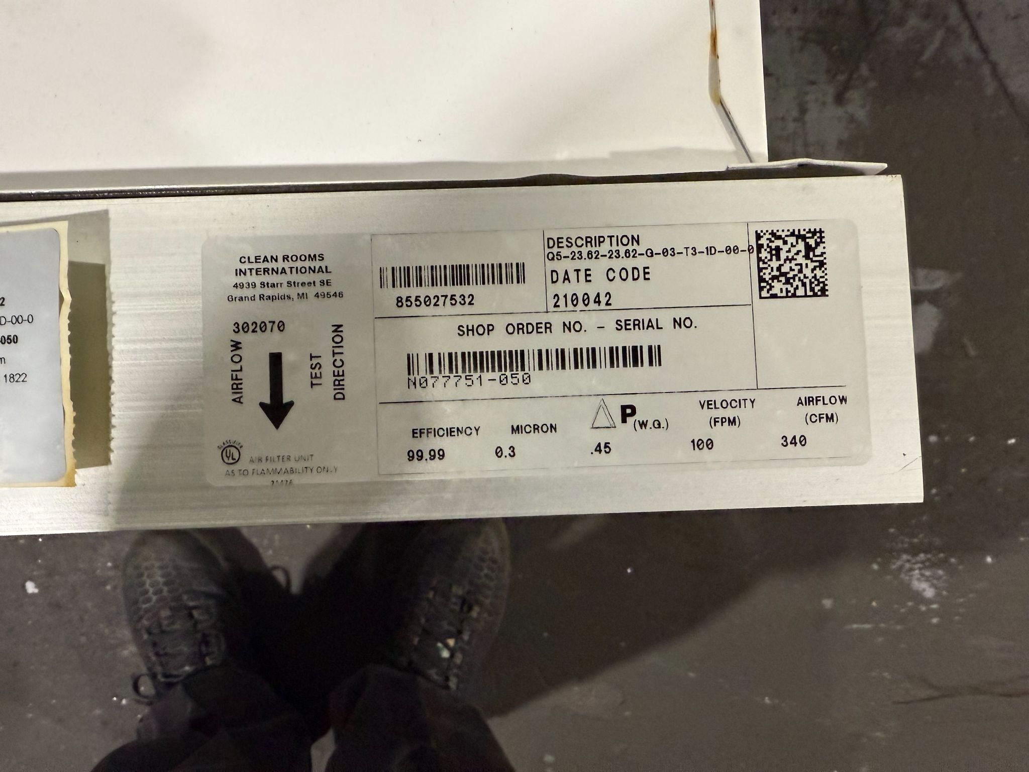 CLEAN ROOMS INTERNATIONAL SAM 22 MS MicroSound 12101 Fan Filter Unit - USED 4