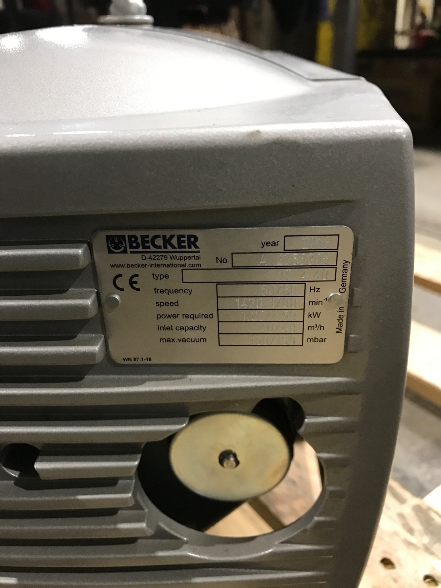 BECKER VT 4.40 A‑Series Rotary Vane Vacuum Pump USED 4