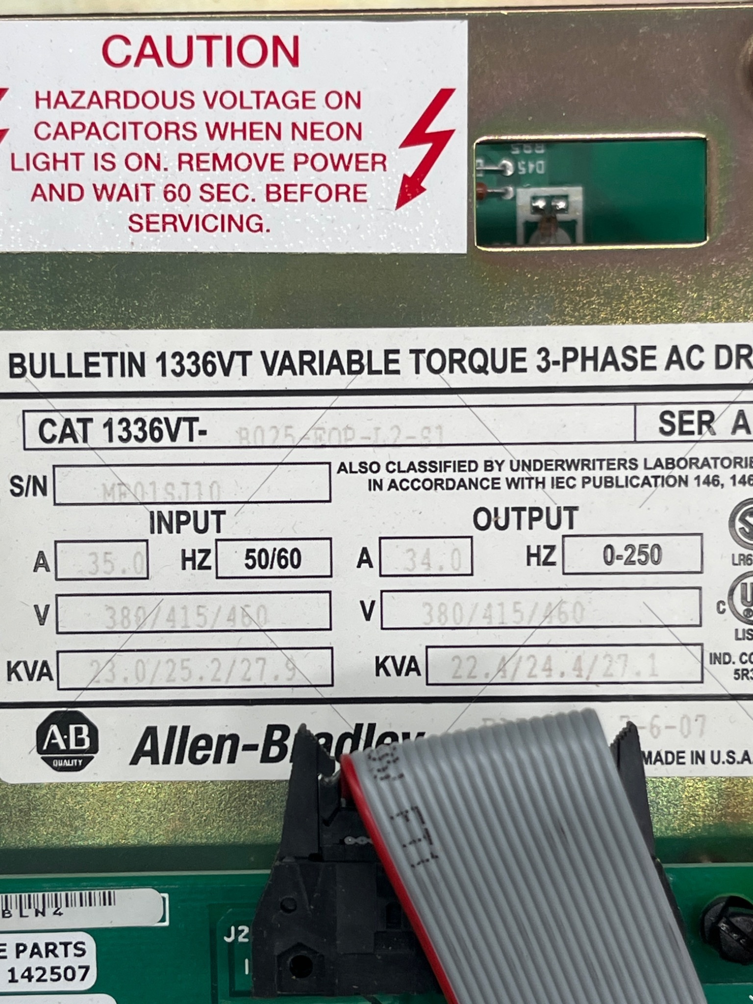 ALLEN‑BRADLEY 1336VT‑B025‑E0P‑L2‑01 Variable Torque AC Drive NEW 2