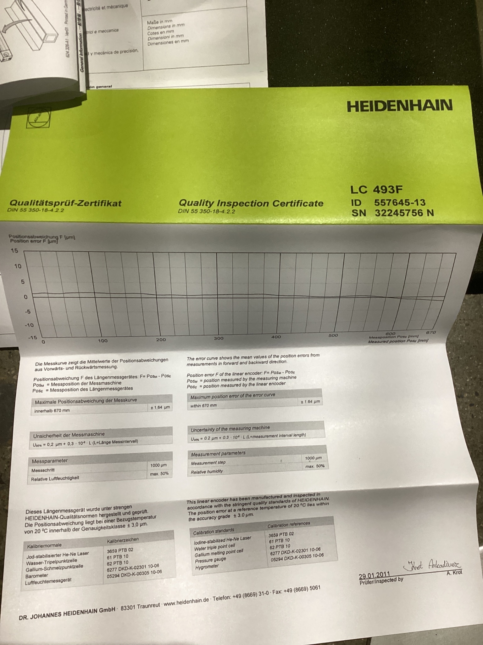 HEIDENHAIN LC 493F Linear Encoder 670mm NEW 5