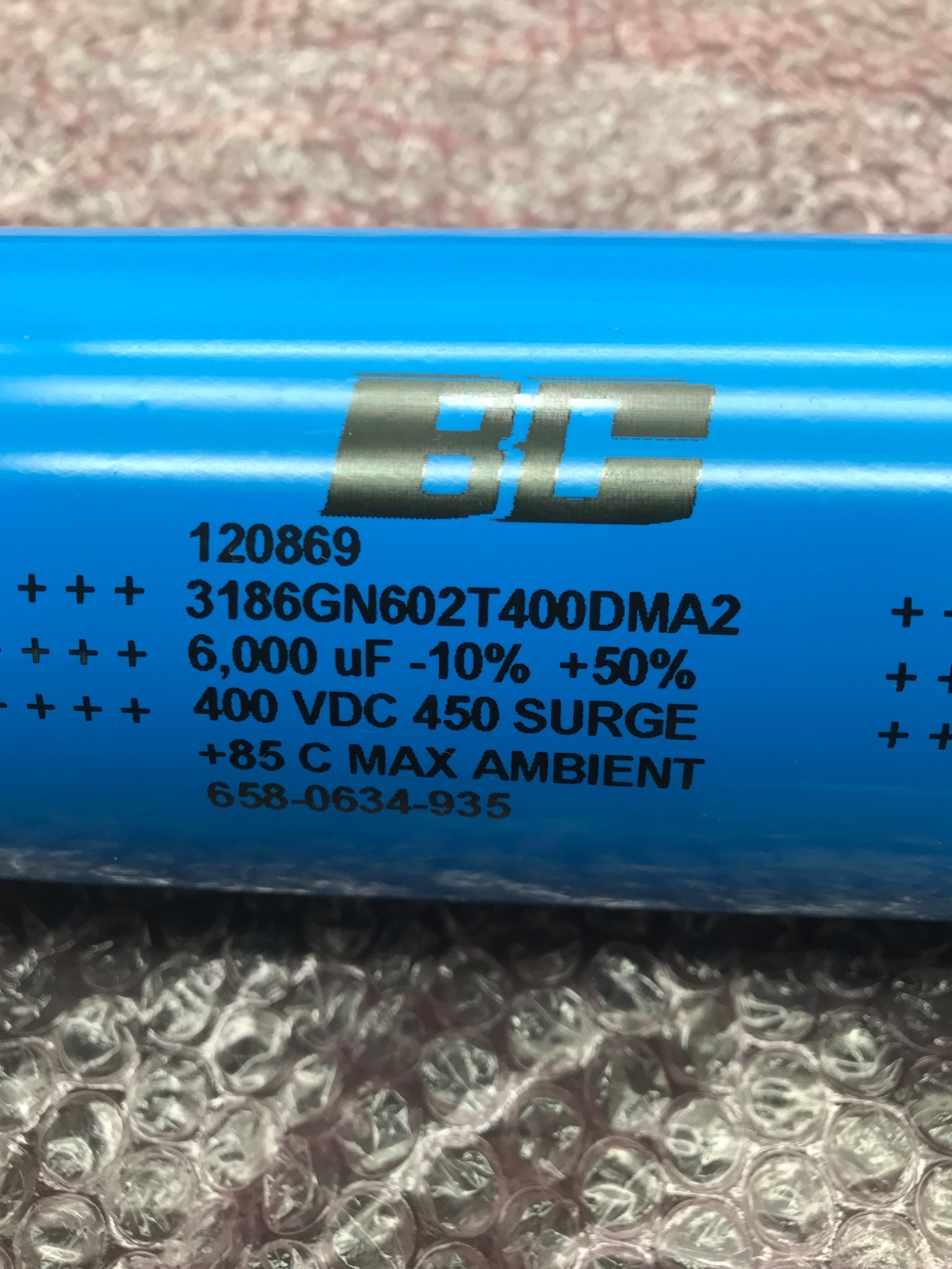 BC COMPONENTS 3186GN602T400DMA2 DC Bus Capacitor NEW 1