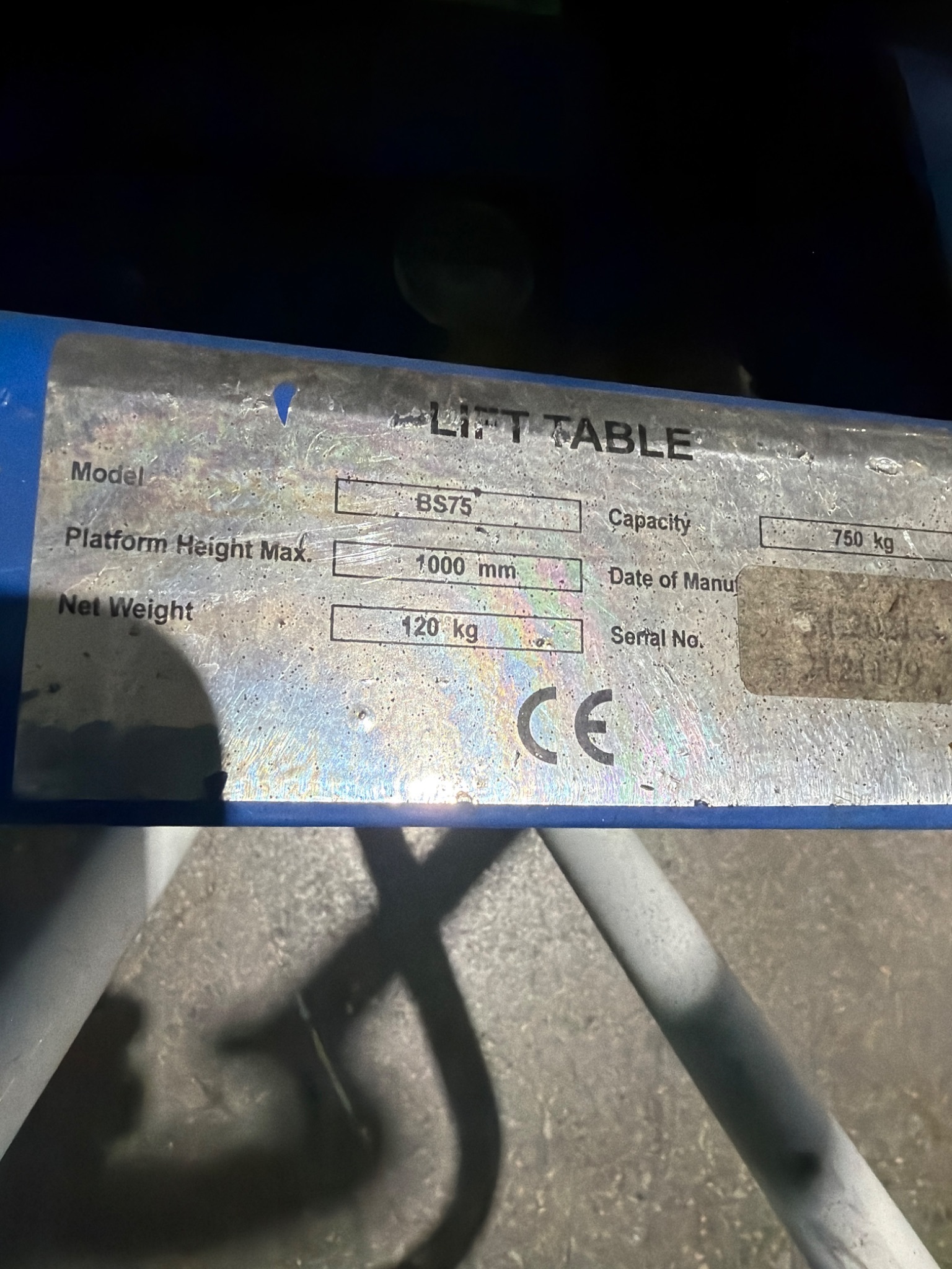 GLOBAL BS75 Hydraulic Scissor Lift Table 750 kg Capacity USED 3