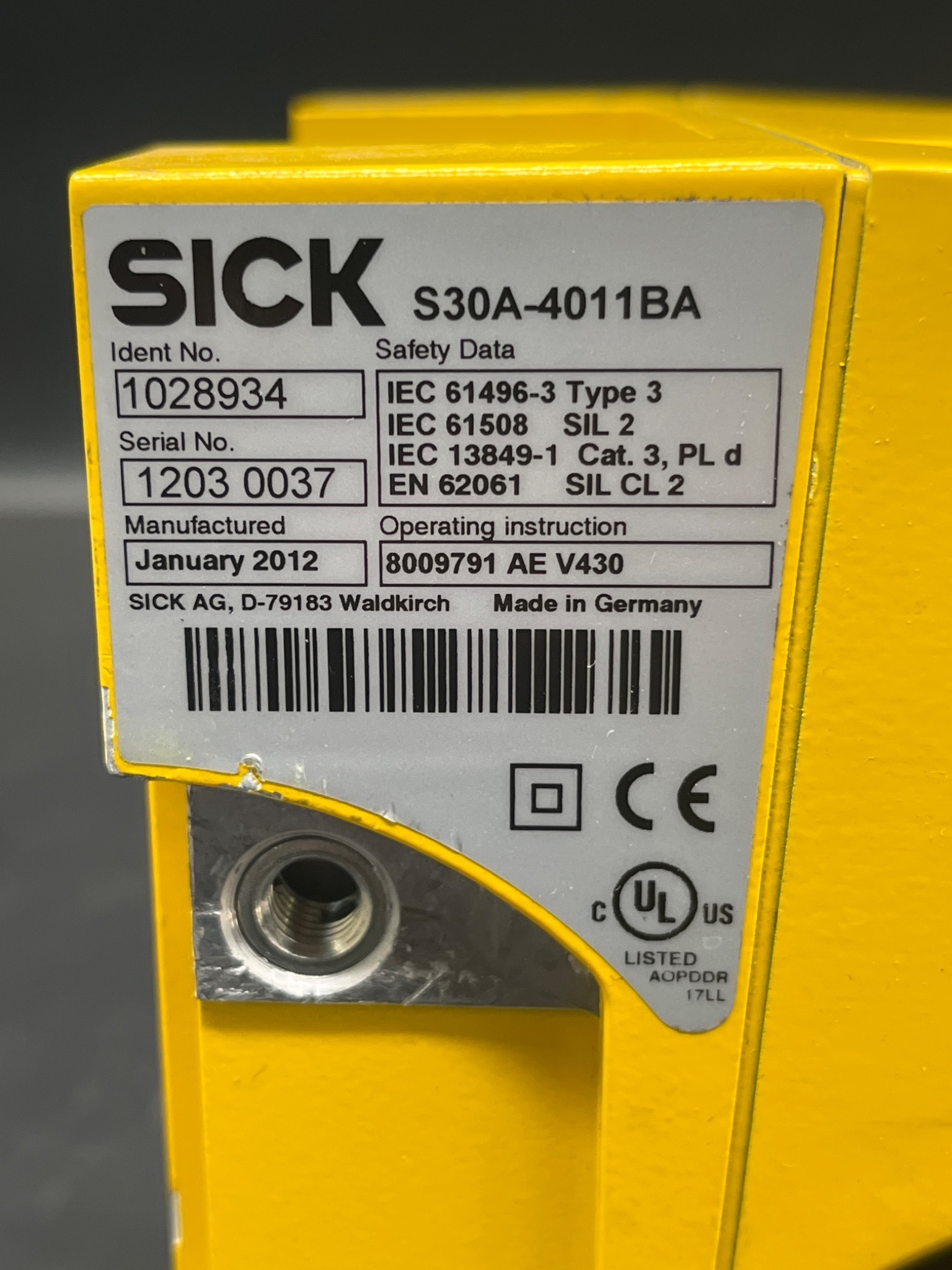SICK S30A‑4011BA Safety Laser Scanner SIL2 PLd - USED 4