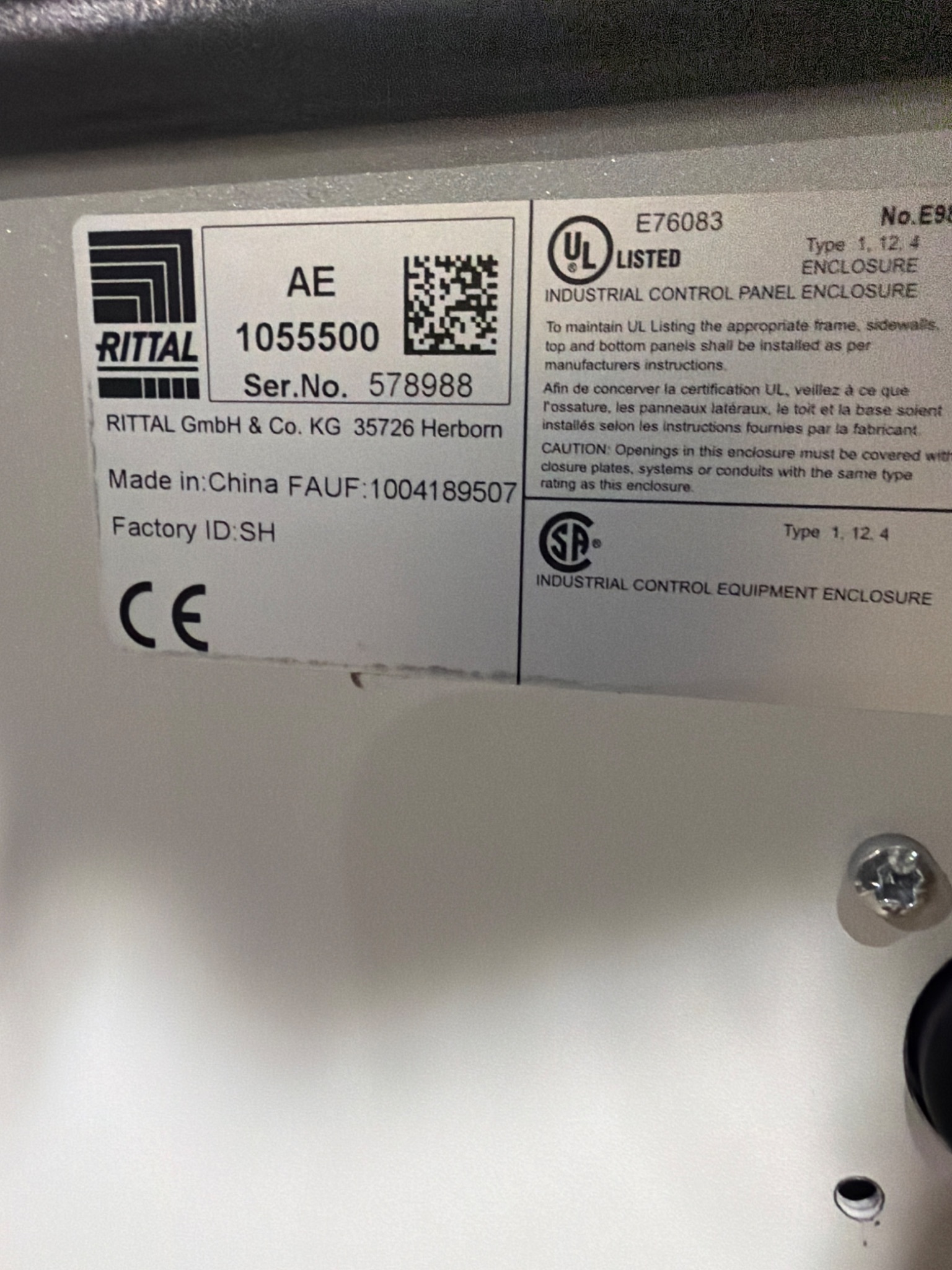 RITTAL AE1055.500 Industrial Control Panel Enclosure USED 5