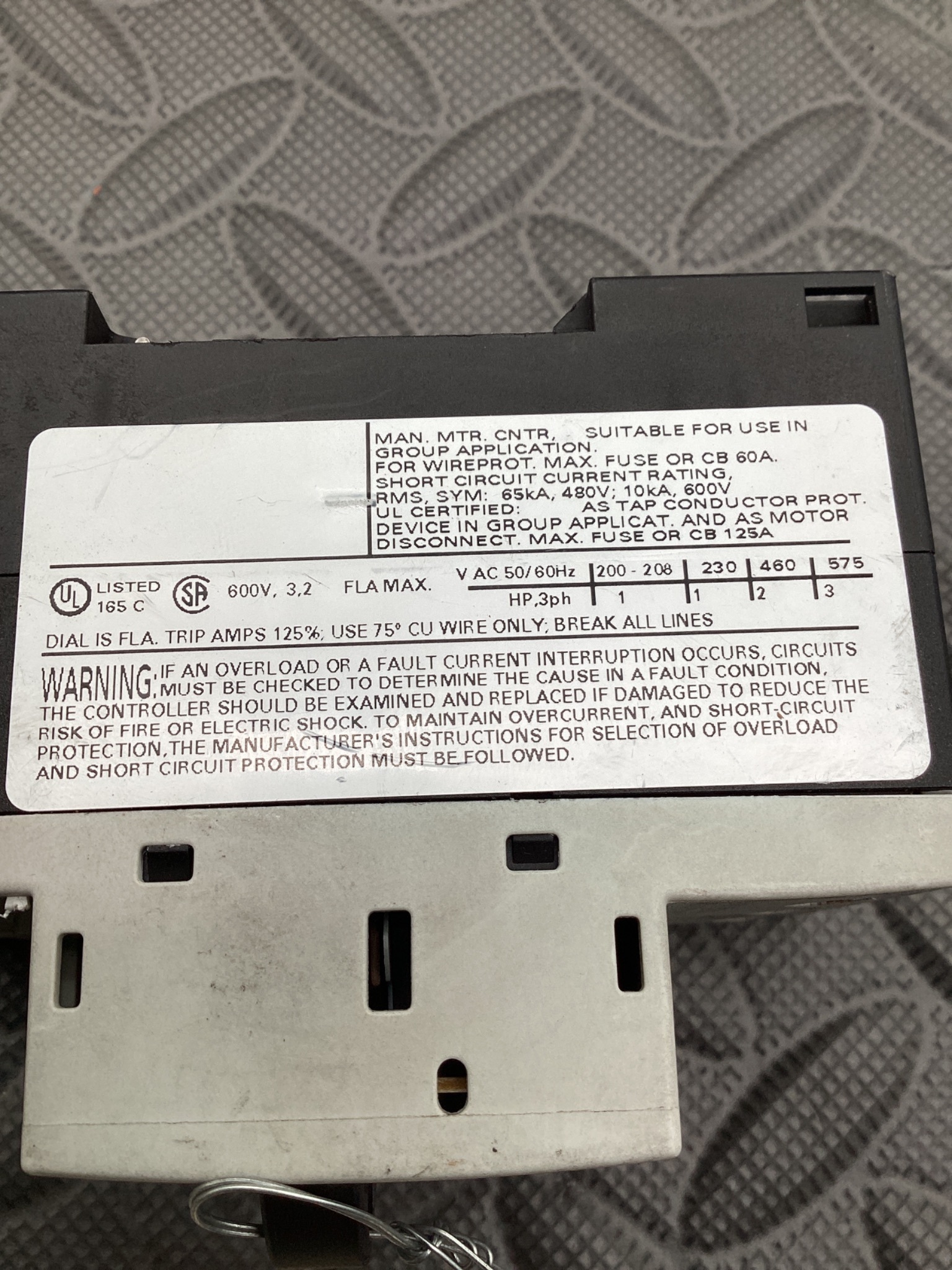 SIEMENS 3RV1011-1DA10 Motor Starter Circuit Breaker USED 5