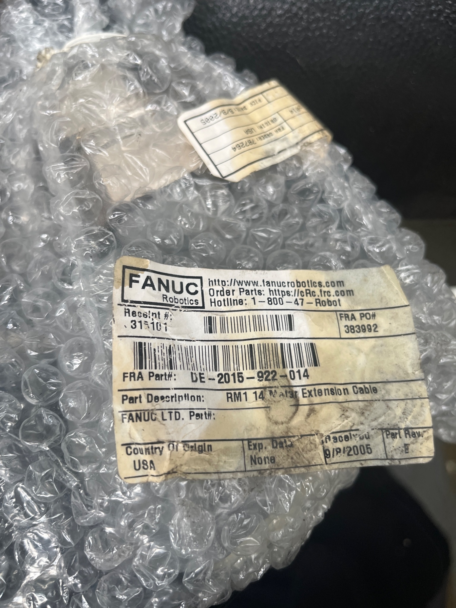 FANUC DE-2015-922-014 RM1 Motor/Brake Extension Cable USED 4