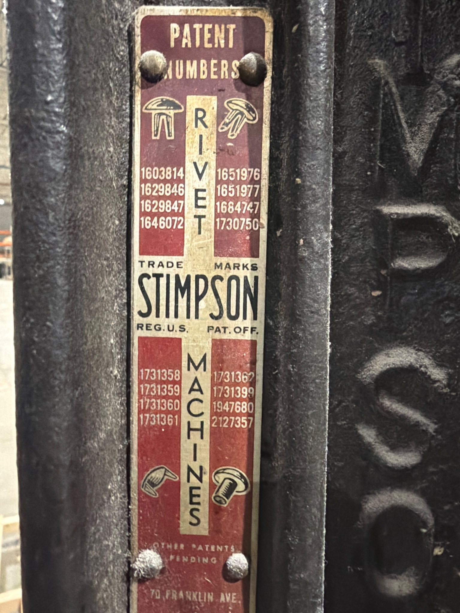 STIMPSON Machine Builders Foot‑Operated Riveter USED 2