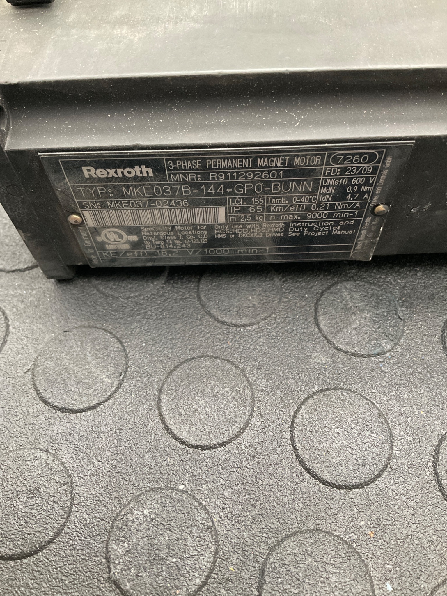 BOSCH REXROTH MKE037B‑144‑GP0‑BUNN Servo Motor USED 0