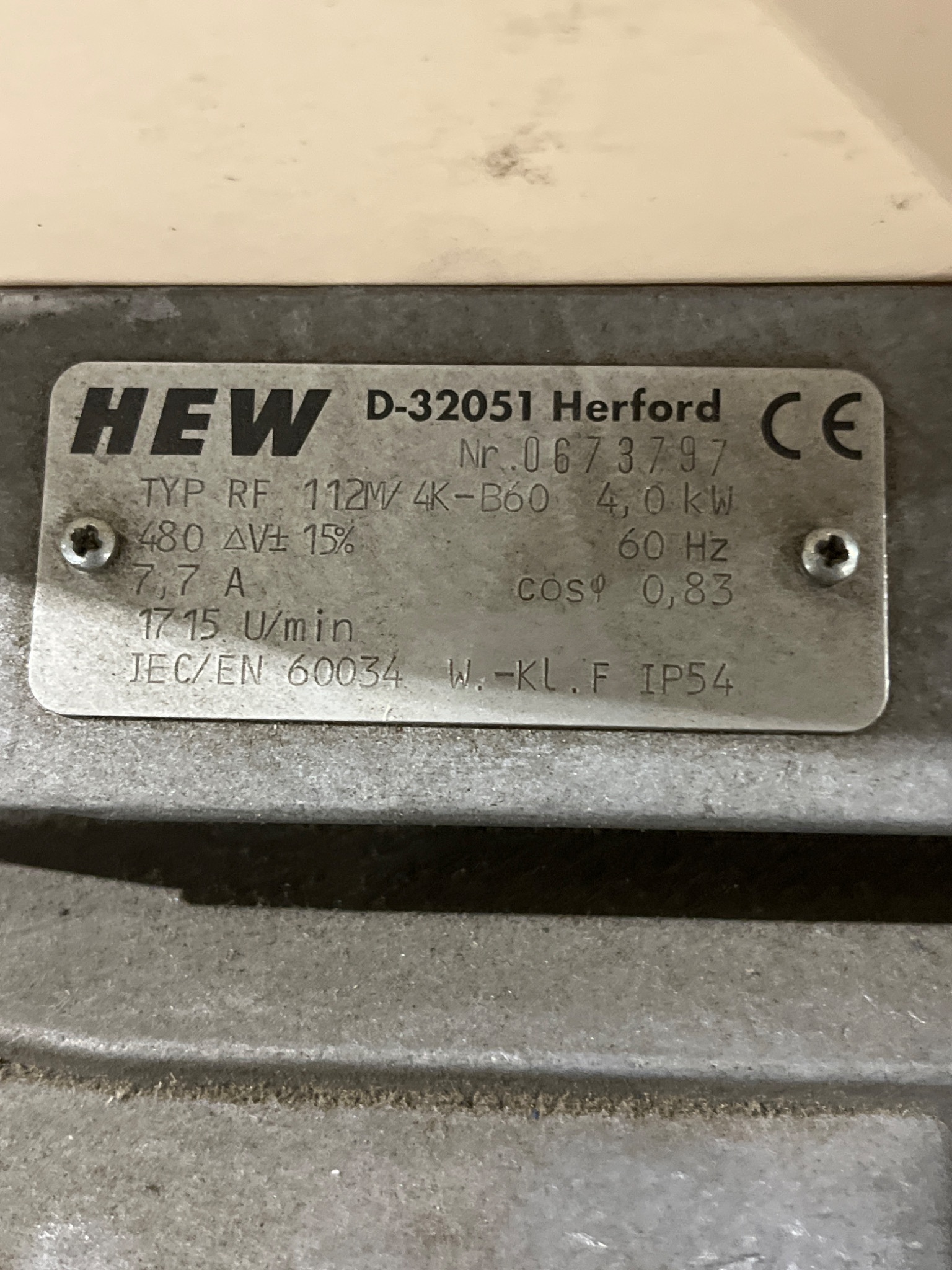 HEW 112M/4k‑B60 AC Motor with Brake USED 5