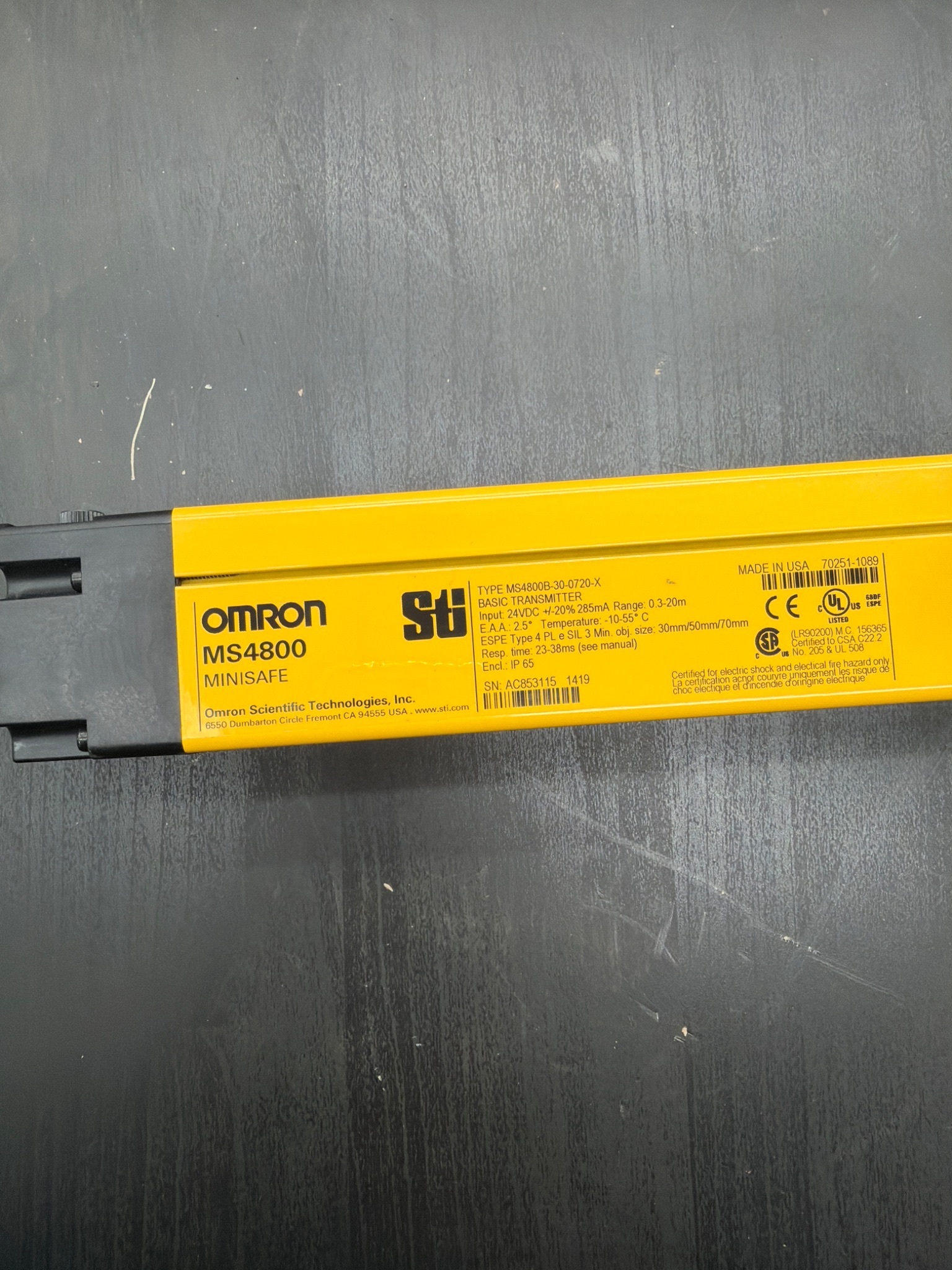 OMRON MS4800B-30-0720-X Minisafe Safety Light Curtain USED 1