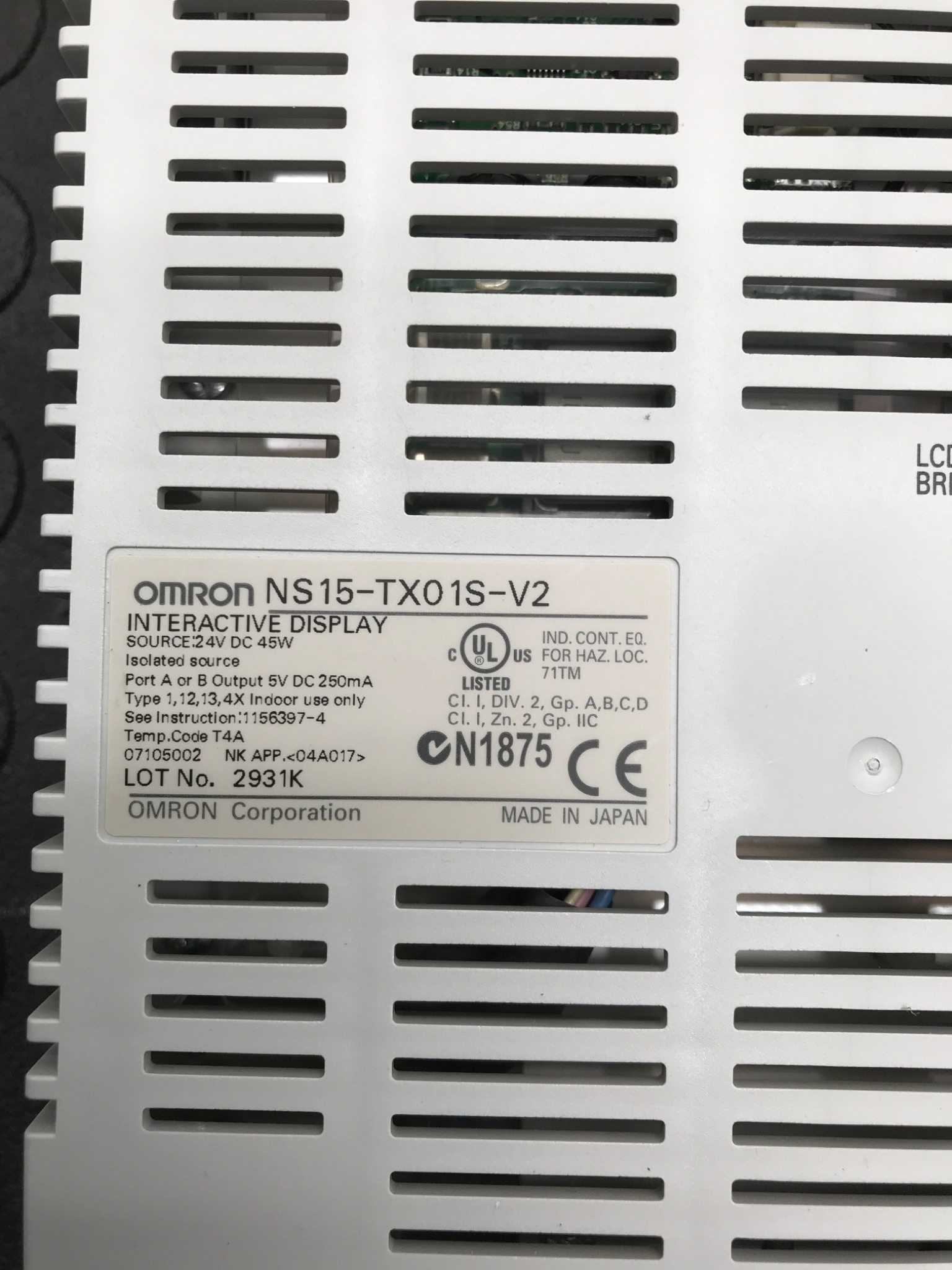 OMRON NS15‑TX01S‑V2 NS Series 15‑Inch HMI Touchscreen USED 4