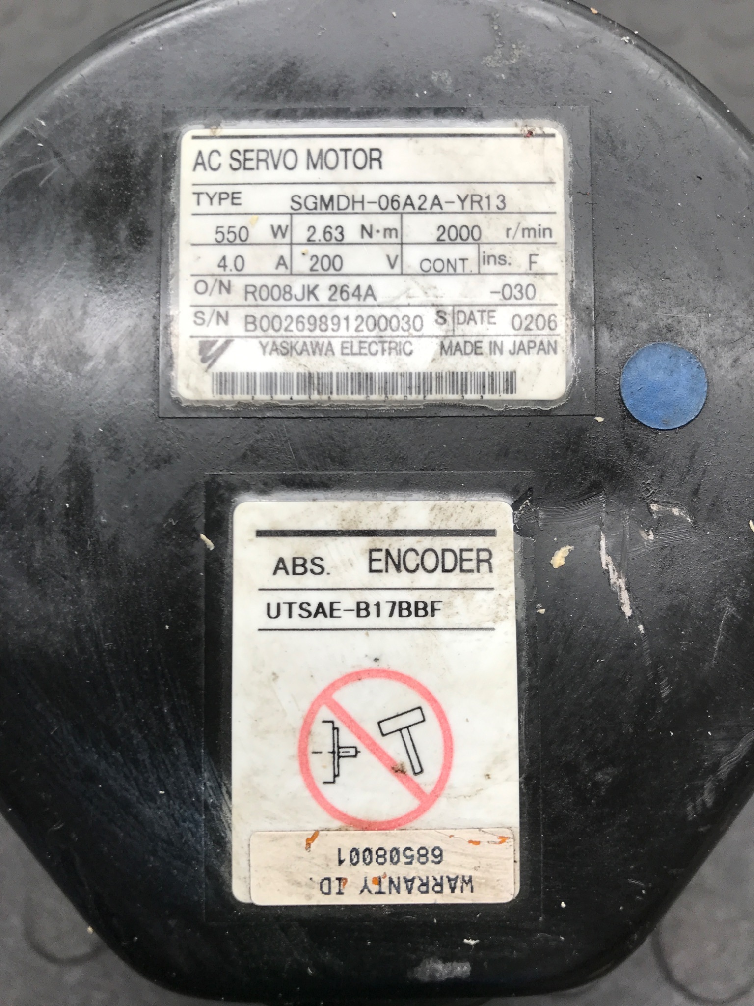 YASKAWA ELECTRIC SGMDH‑06A2A‑YR13 AC Servo Motor with Absolute Encoder USED 1
