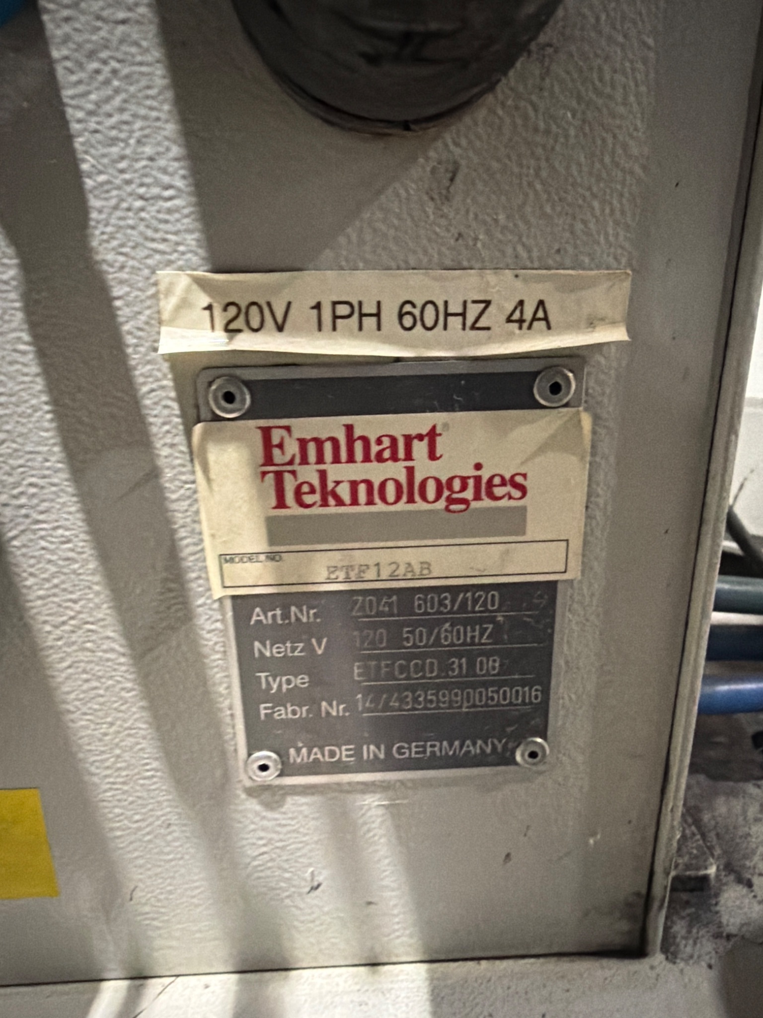 EMHART TEKNOLOGIES ETF12AB Industrial Fastener Feeding System USED 5