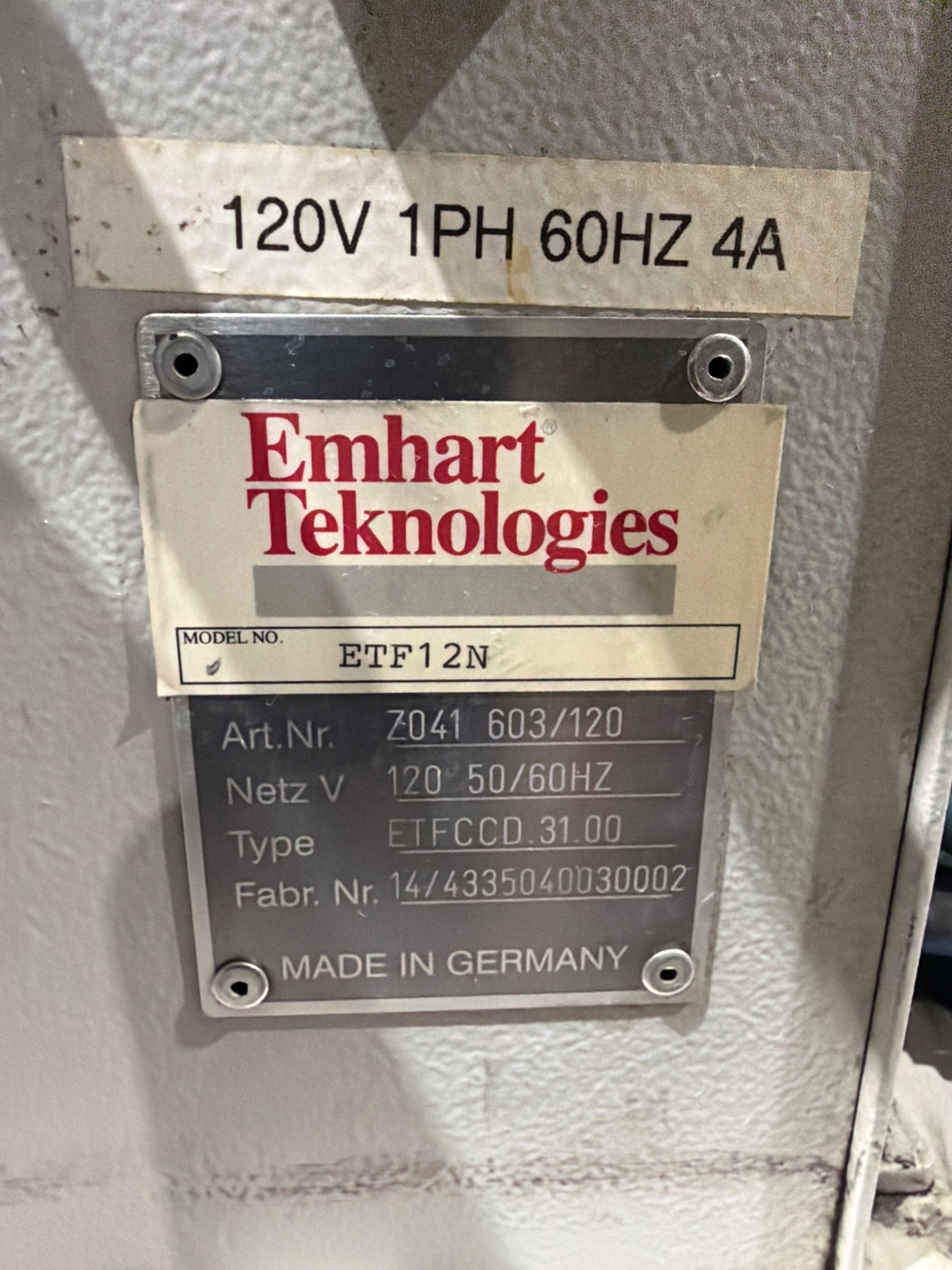 EMHART TEKNOLOGIES ETF12N Vibratory Bowl Feeder Fastener Feeding System USED 5