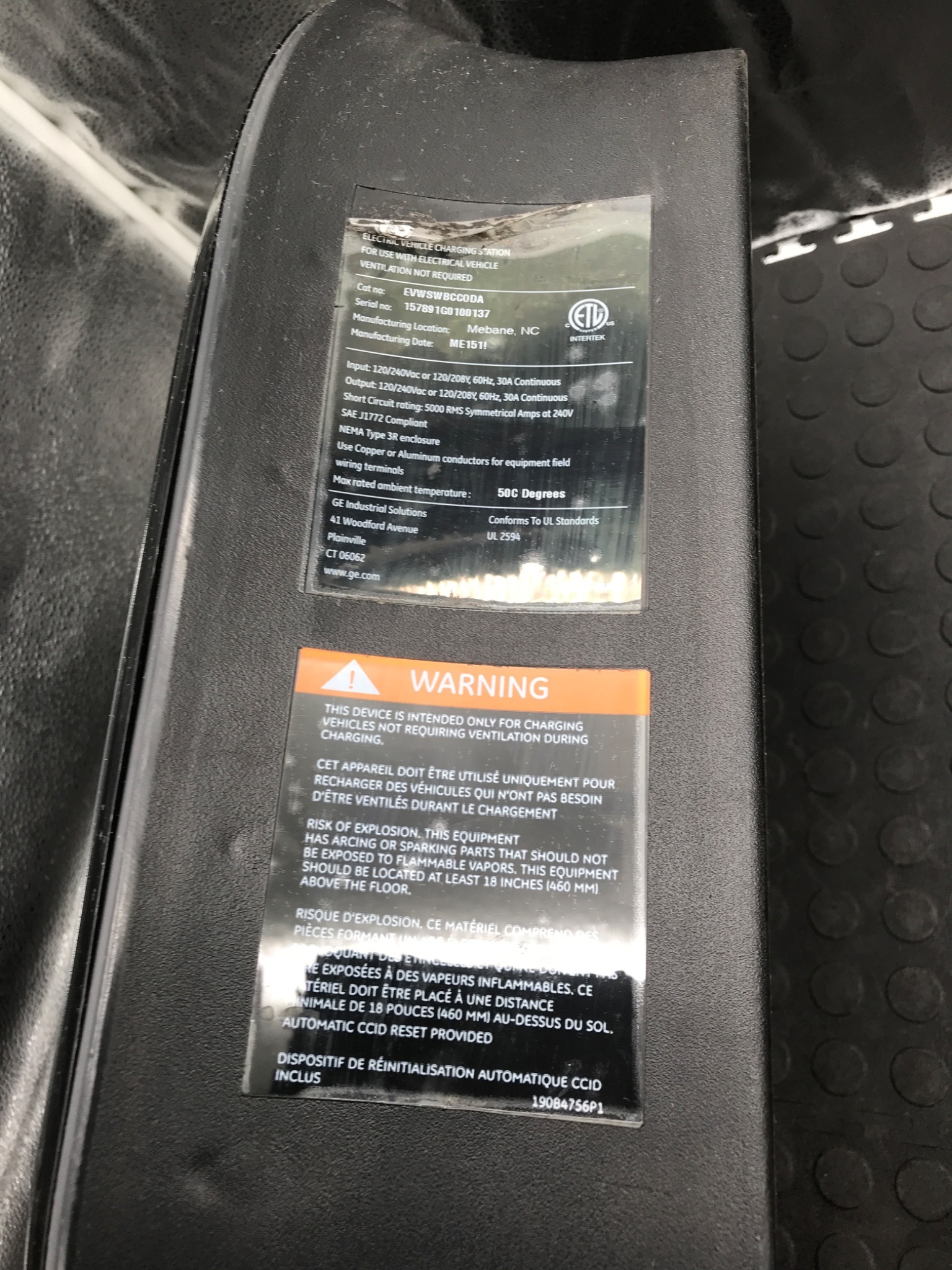 GENERAL ELECTRIC WattStation - J1772 Level 2 EV Charging Station USED 5