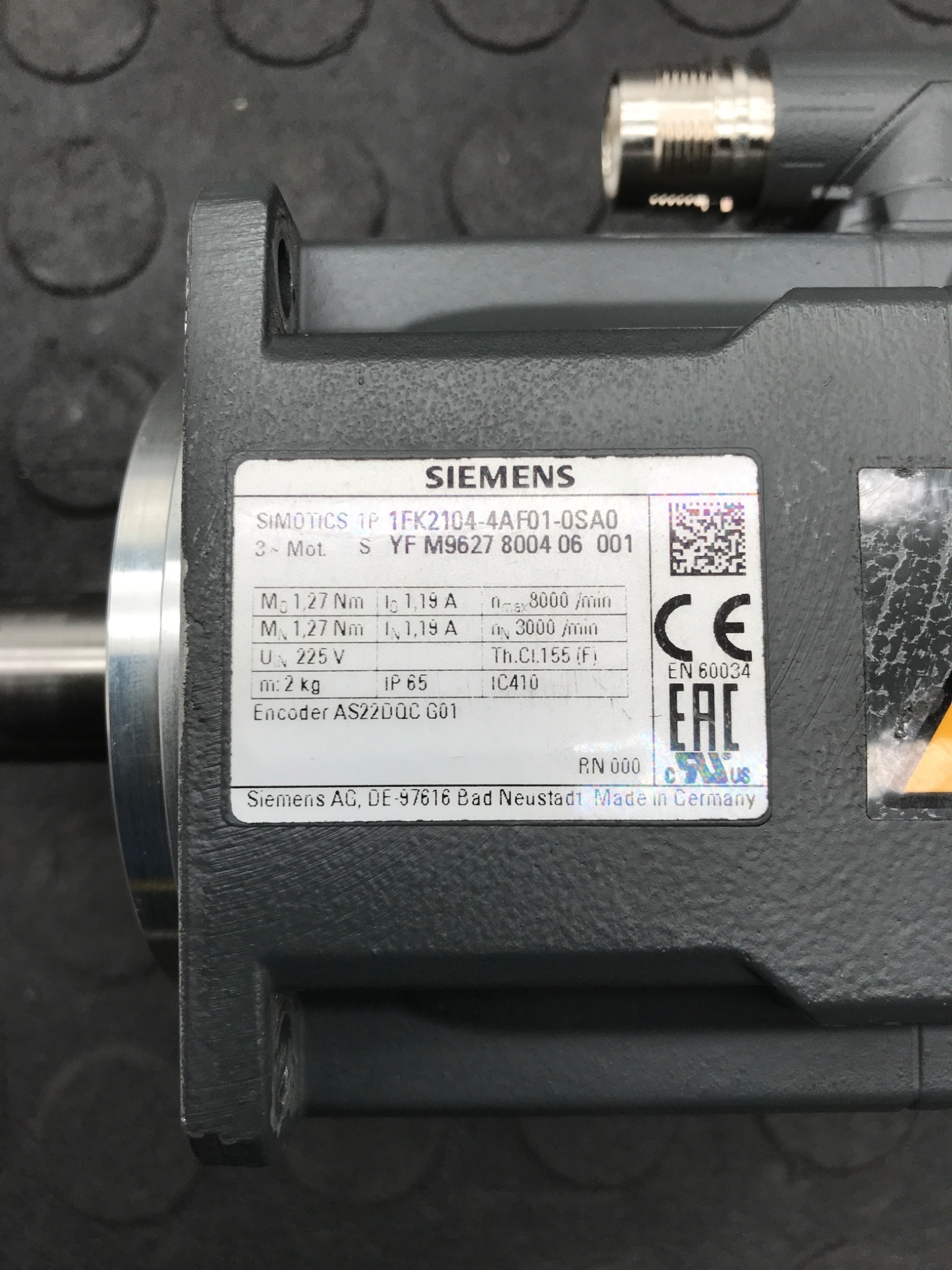 SIEMENS 1FK2104‑4AF01‑0SA0 SIMOTICS S Servo Motor NEW 2