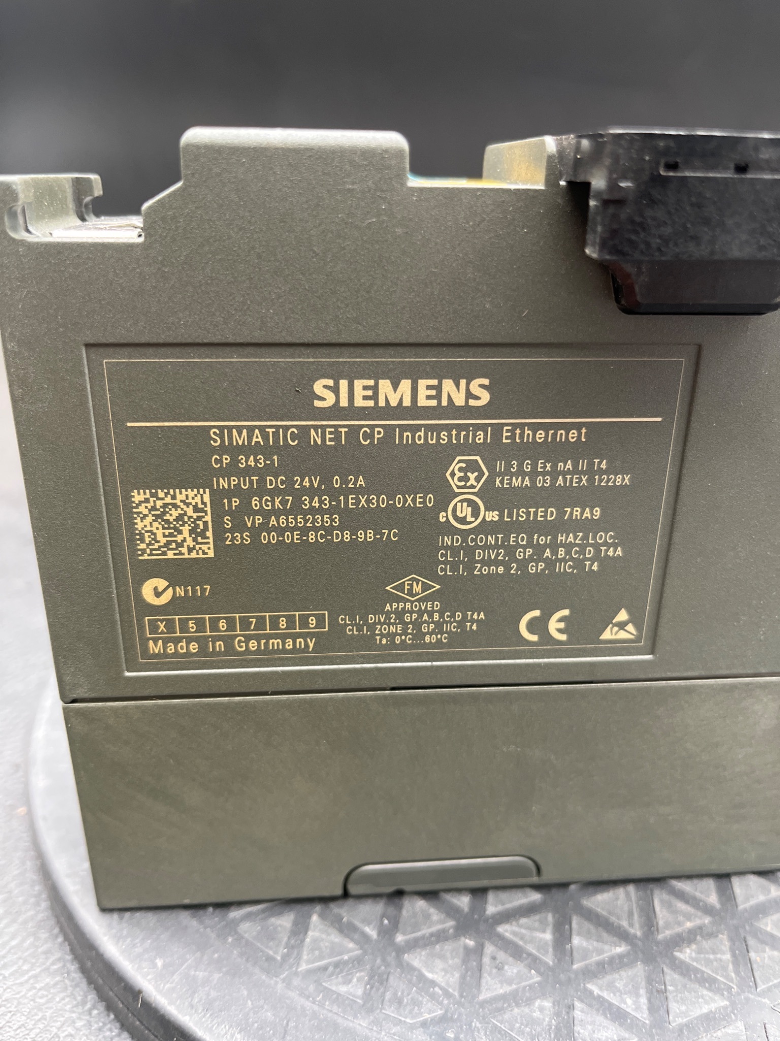 SIEMENS 6GK7 343‑1EX30‑0XE0 SIMATIC NET CP 343‑1 Ethernet Module USED 4