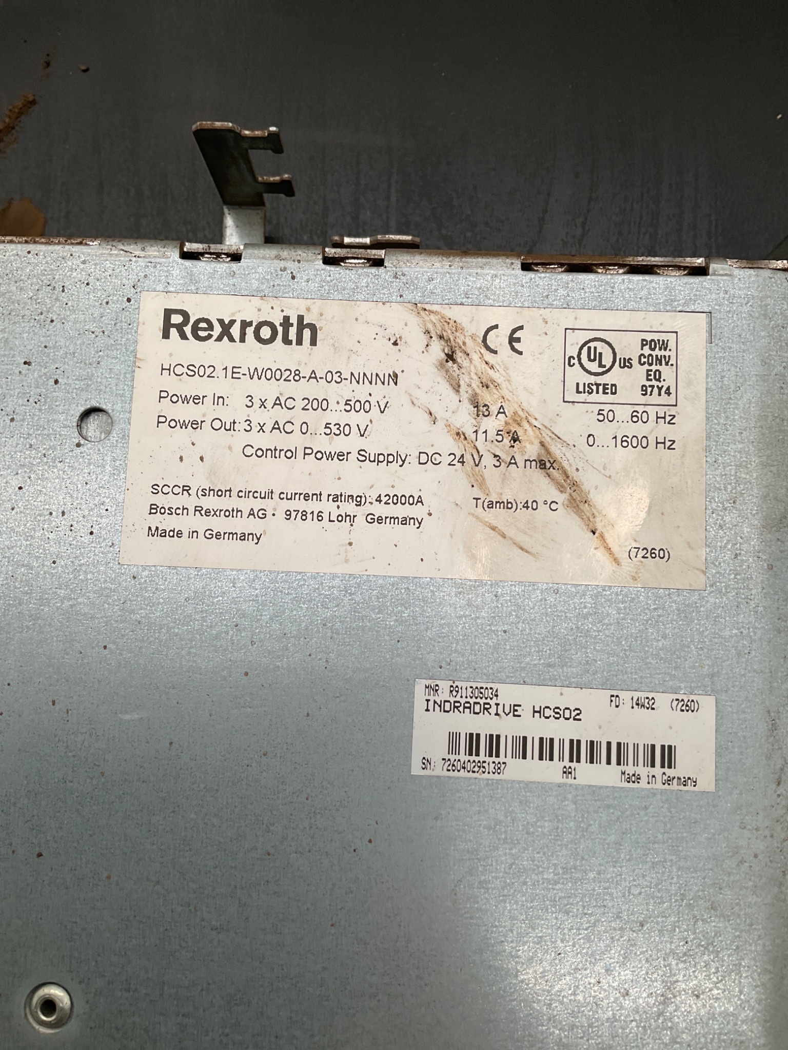 BOSCH REXROTH HCS02.1E‑W0028‑A‑03‑NNNN IndraDrive C Servo Drive USED 6
