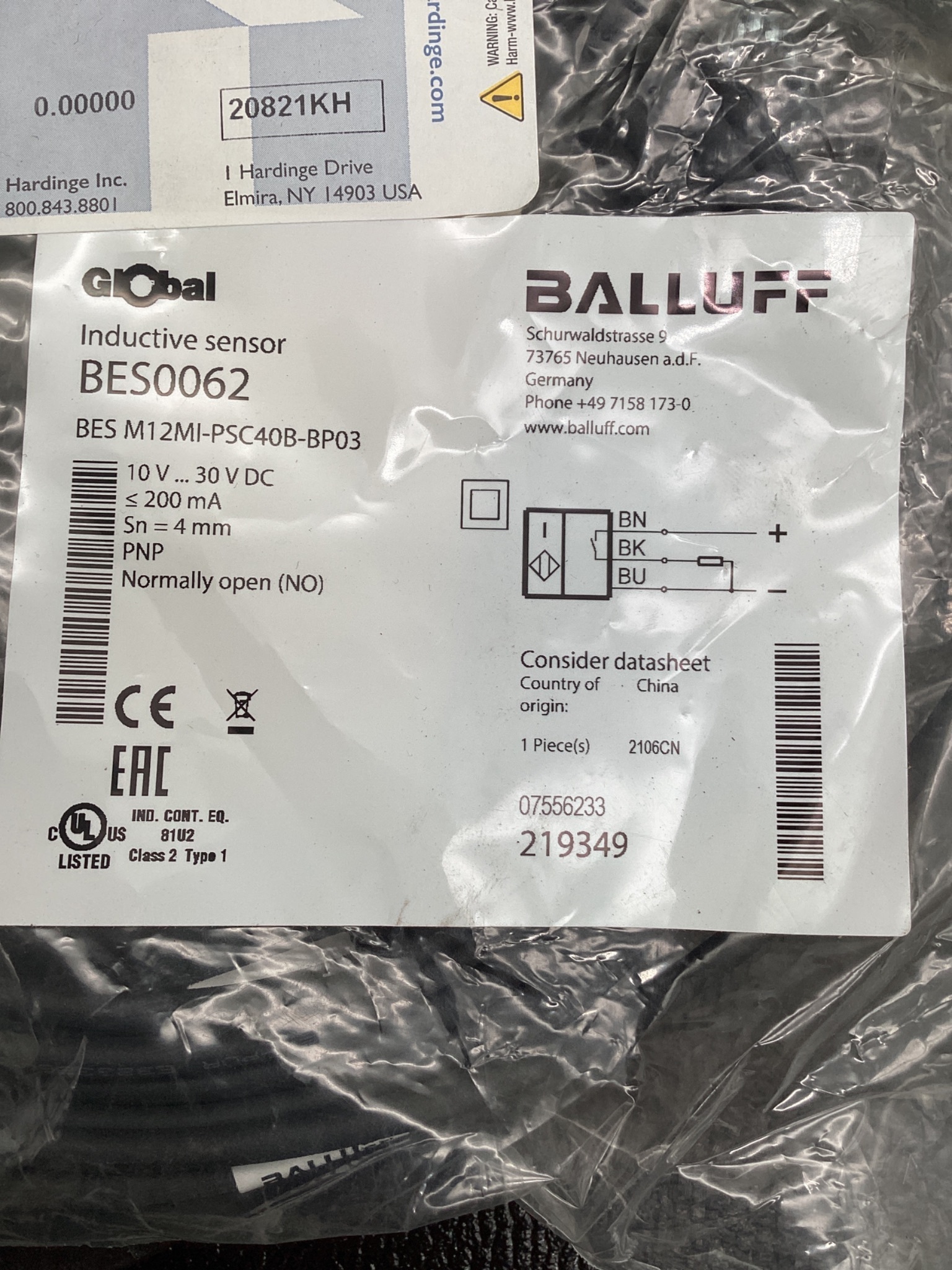 BALLUFF BES0062 Inductive Proximity Sensor NEW 3