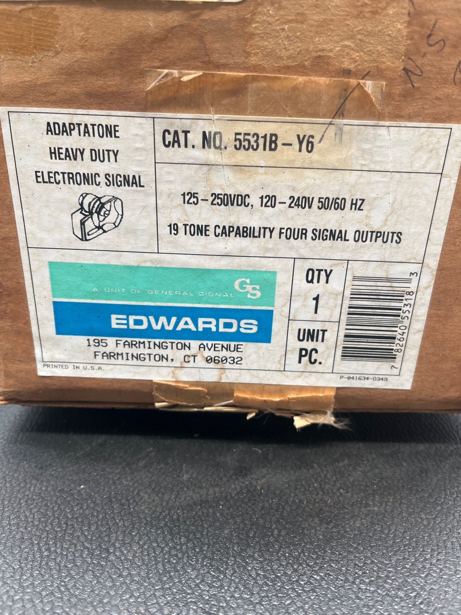 EDWARDS SIGNALING 5531B‑Y6 Adaptatone Electronic Signal NEW 2