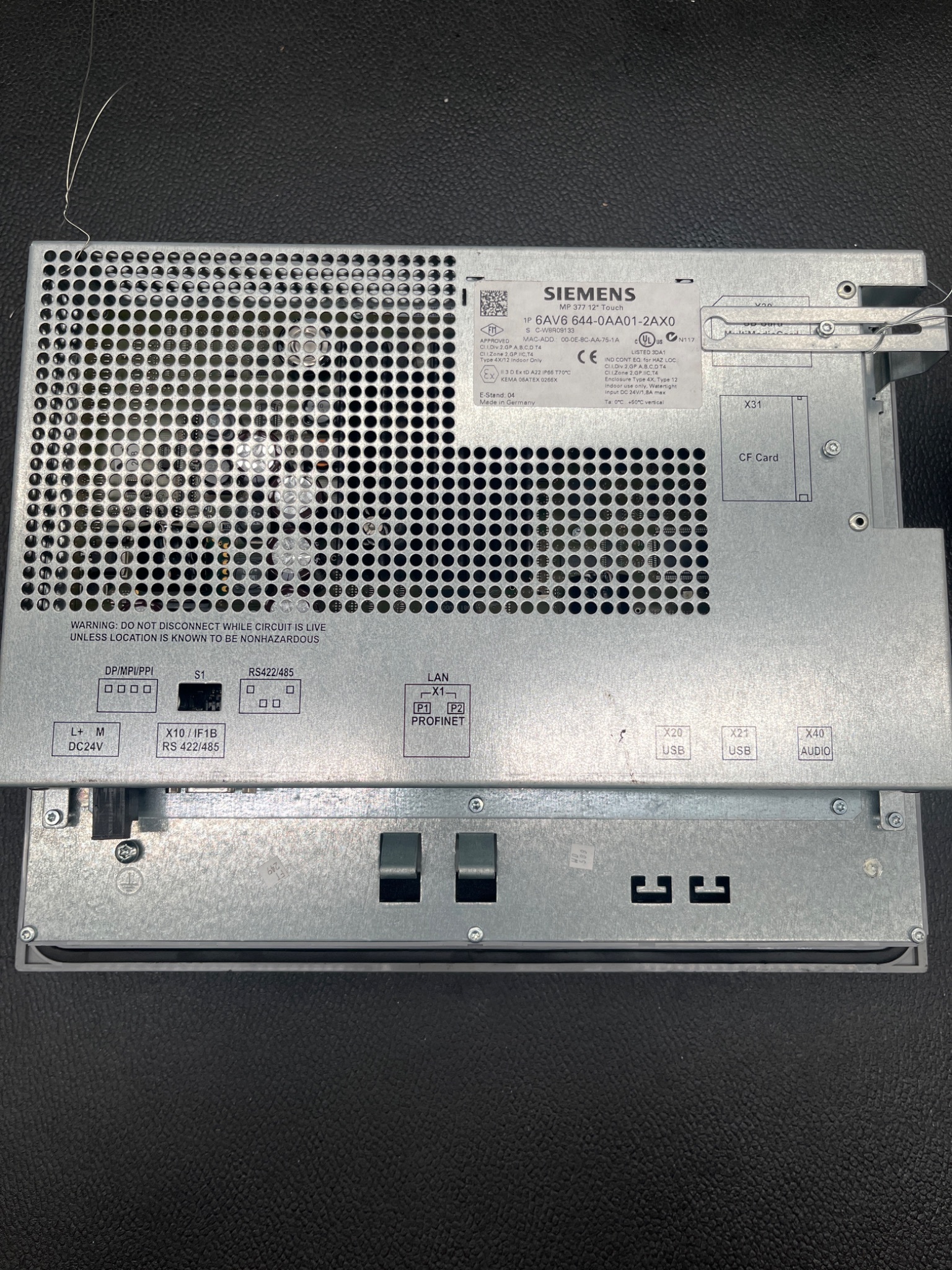 SIEMENS 6AV6644‑0AA01‑2AX0 SIMATIC MP377 12" Touch HMI USED 6