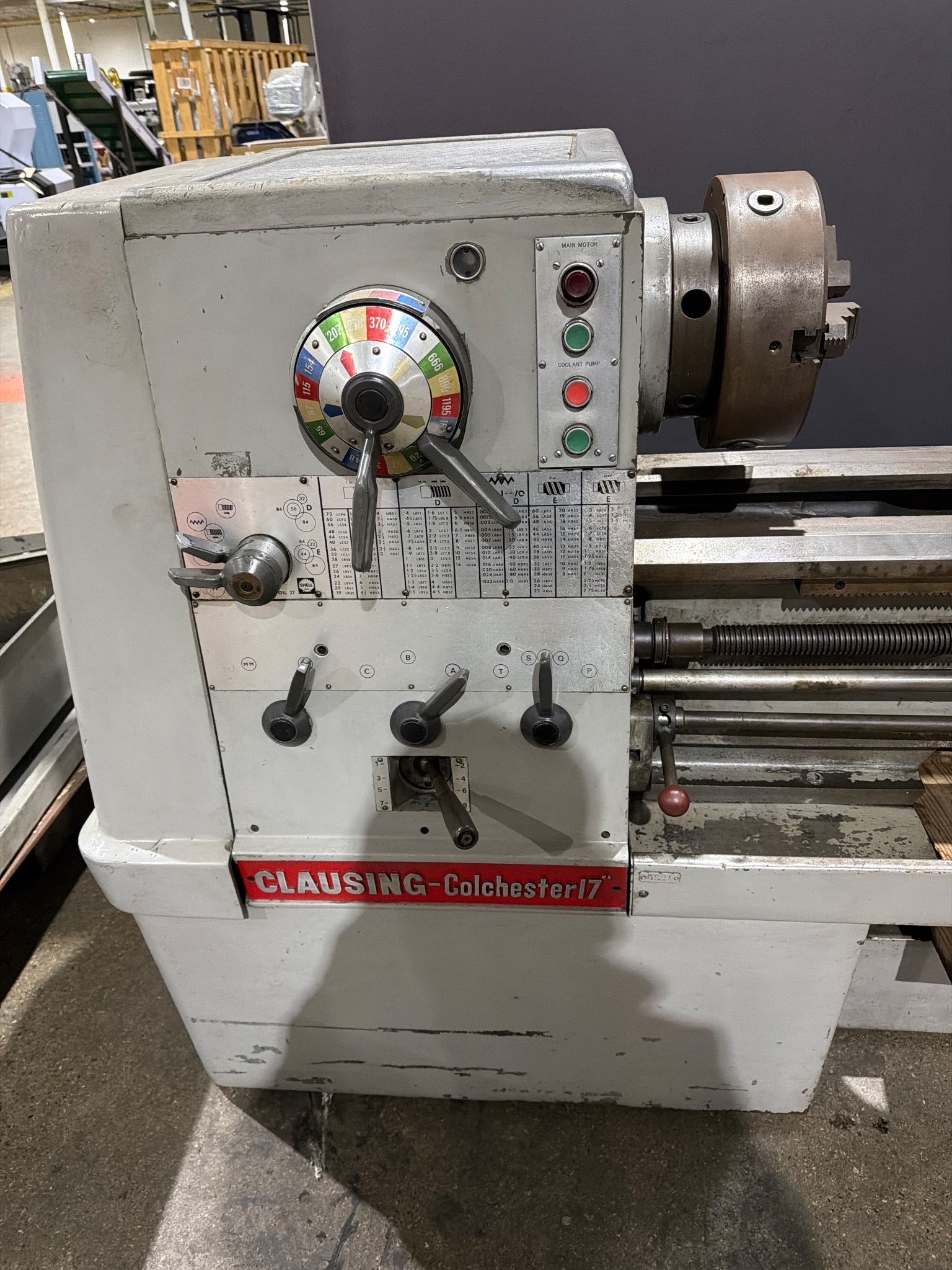 CLAUSING COLCHESTER 17 ENGINE LATHE 480V PARTS 2
