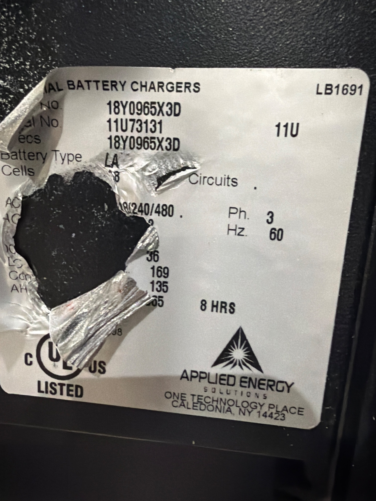 APPLIED ENERGY SOLUTIONS 18Y0965X3D WorkHorse Series 3 Battery Charger 36V USED 5