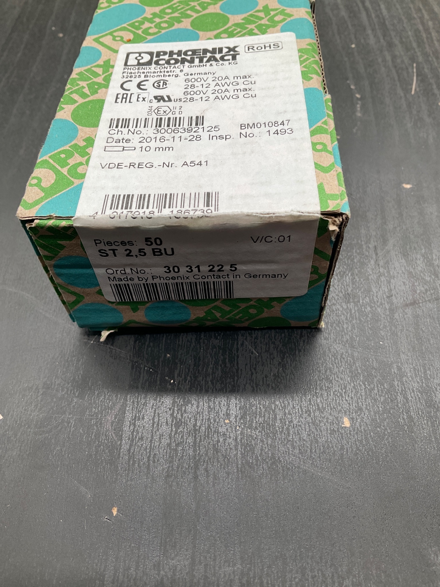 PHOENIX CONTACT ST 2.5 BU Feed‑Through Terminal Blocks 50 PCS NEW 1