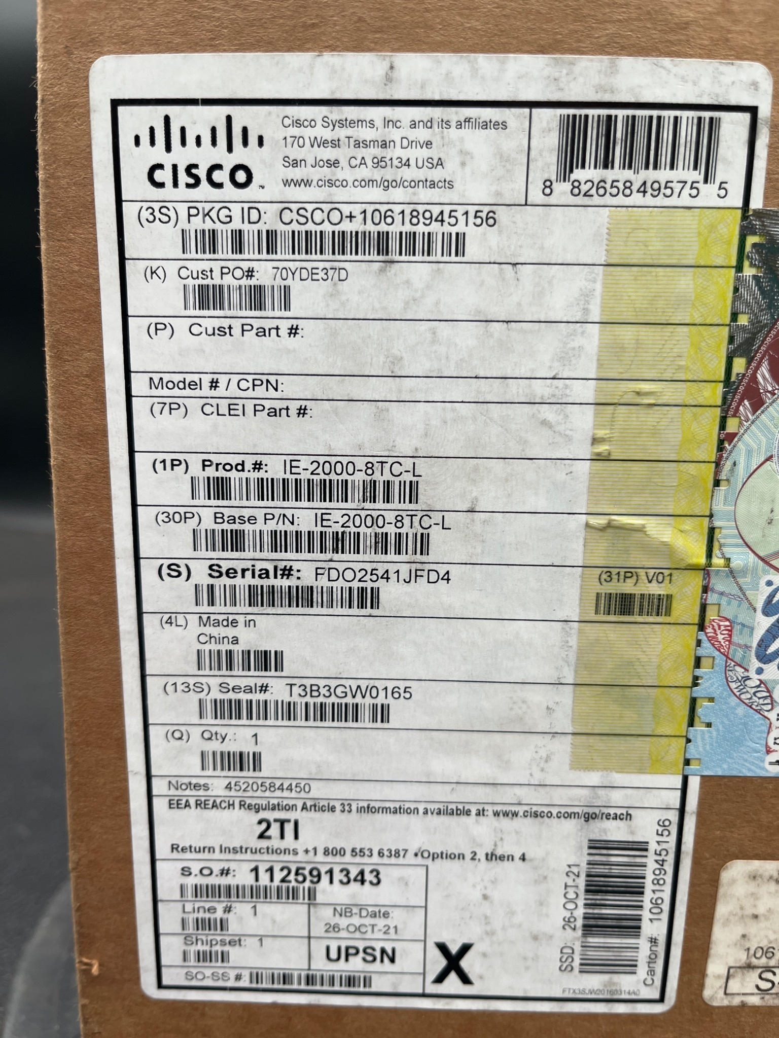 CISCO IE‑2000‑8TC‑L Industrial Ethernet Switch NEW 3