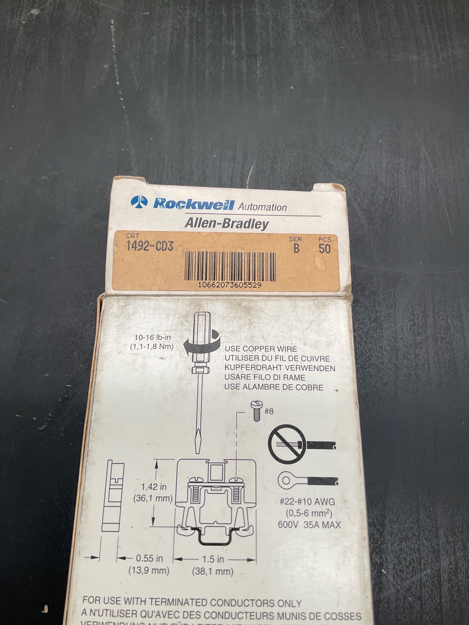 ALLEN‑BRADLEY 1492‑CD3 Series B Terminal Blocks 50 PCS NEW 2
