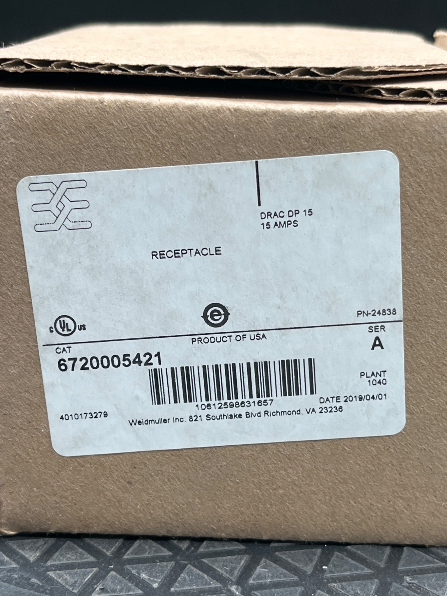 WEIDMULLER 6720005421 Series A Power Receptacle NEW 1