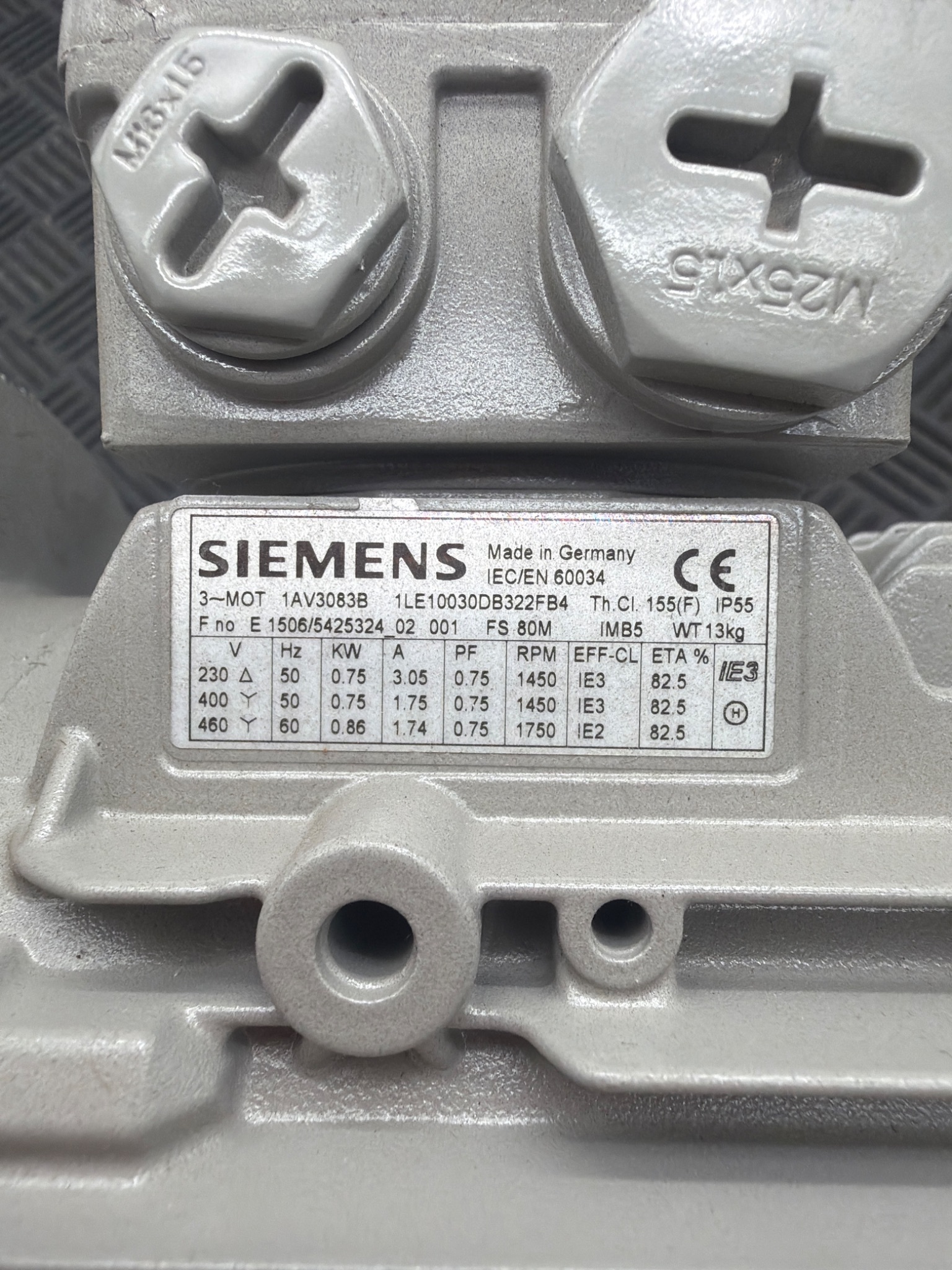 SIEMENS 1AV3083B Three‑Phase AC Induction Motor USED 1
