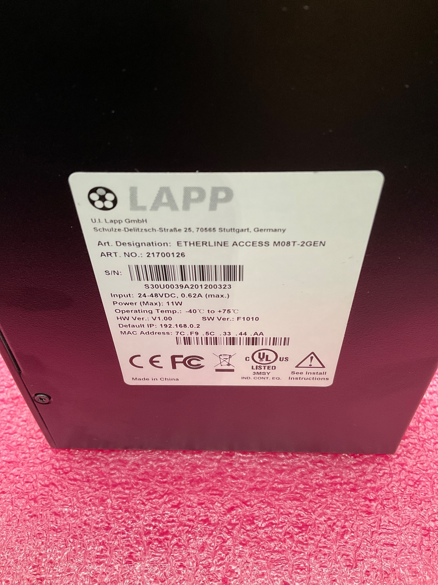 LAPP 21700126 ETHERLINE ACCESS M08T‑2GEN Industrial Ethernet Switch USED 2