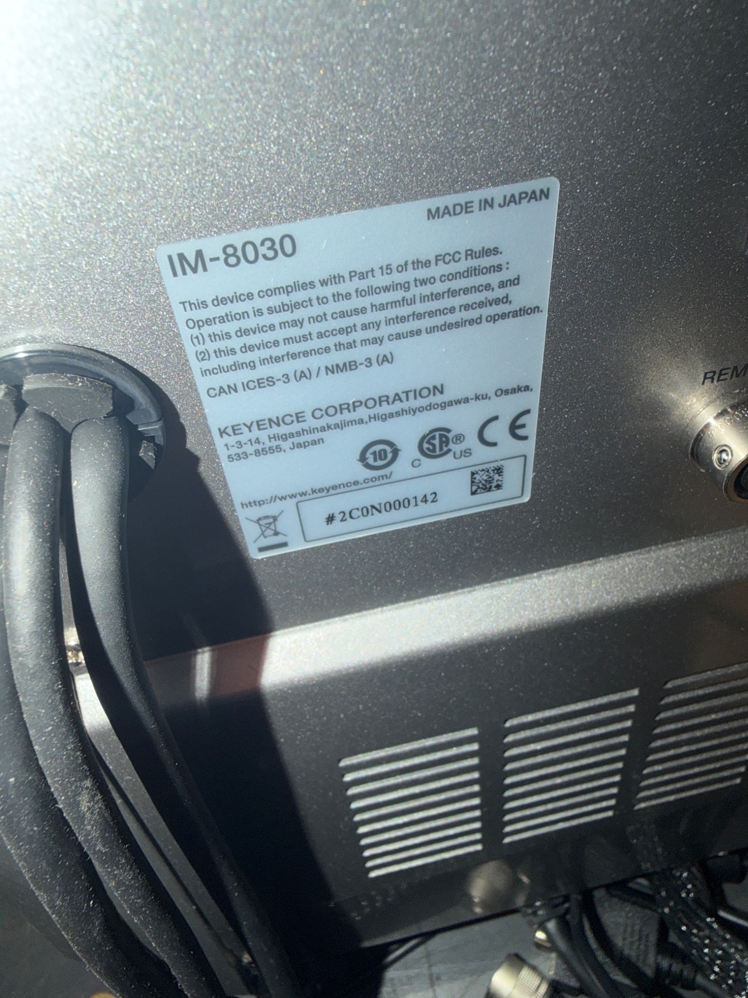 KEYENCE IM‑8030 Image Dimension Measurement System w/ IM‑8000 Controller USED 8