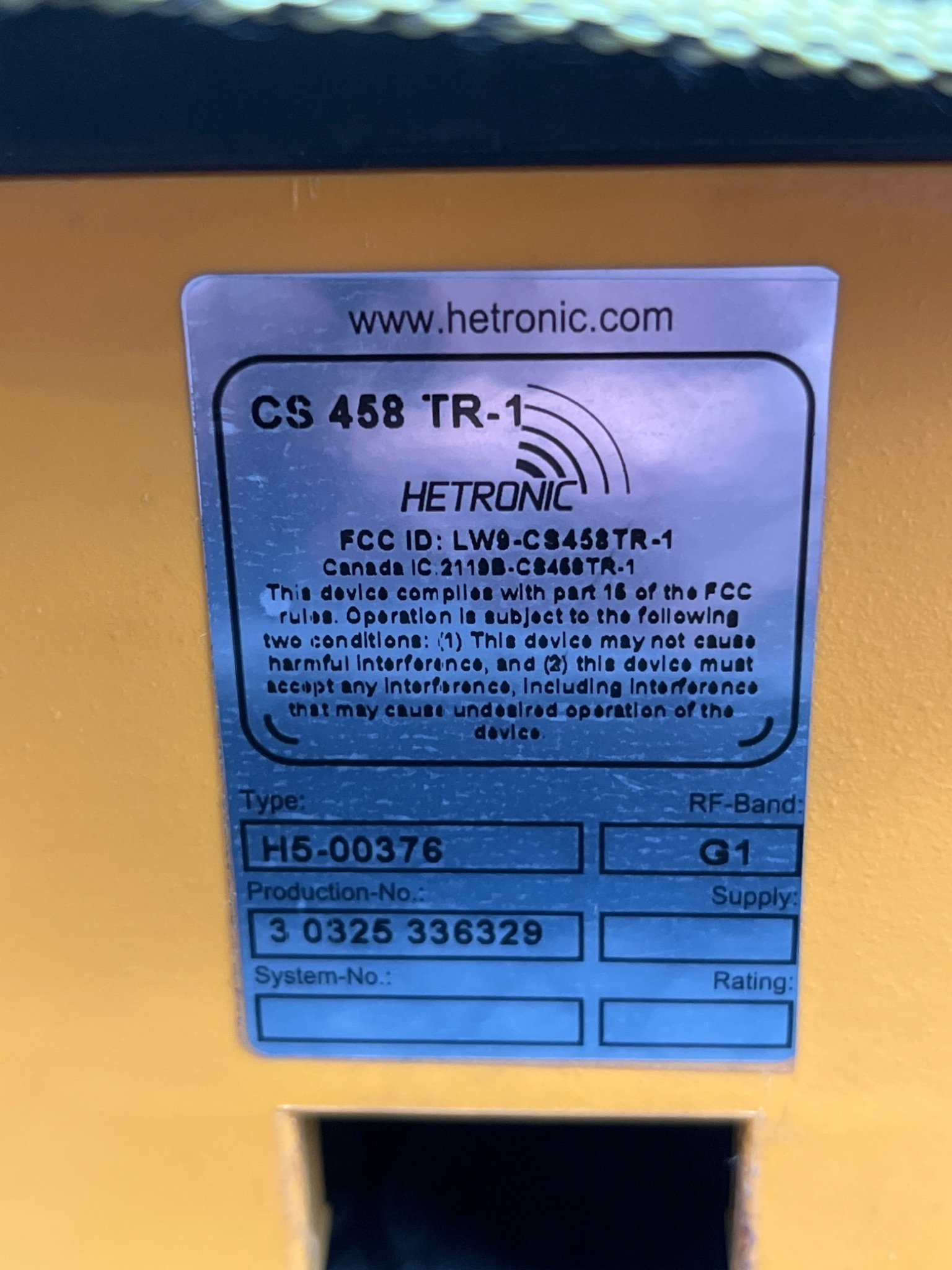 HETRONIC CS 458 TR‑1 Radio Remote Control Transmitter USED 3