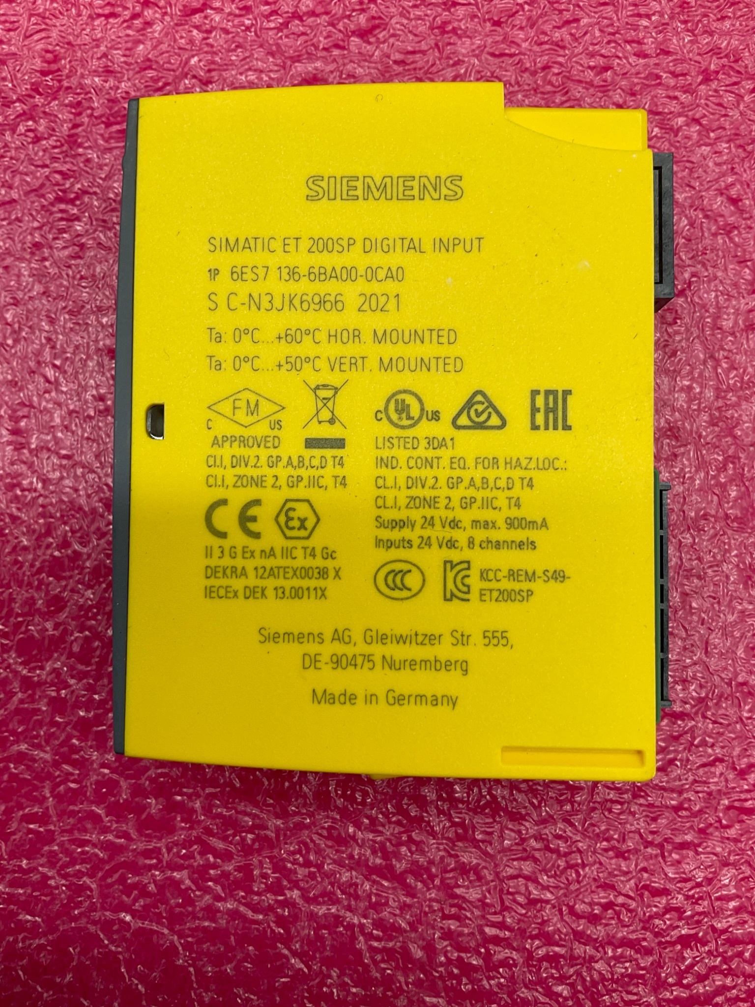SIEMENS 6ES7 136‑6BA00‑0CA0 SIMATIC S7 ET 200SP Digital Input Module USED 1