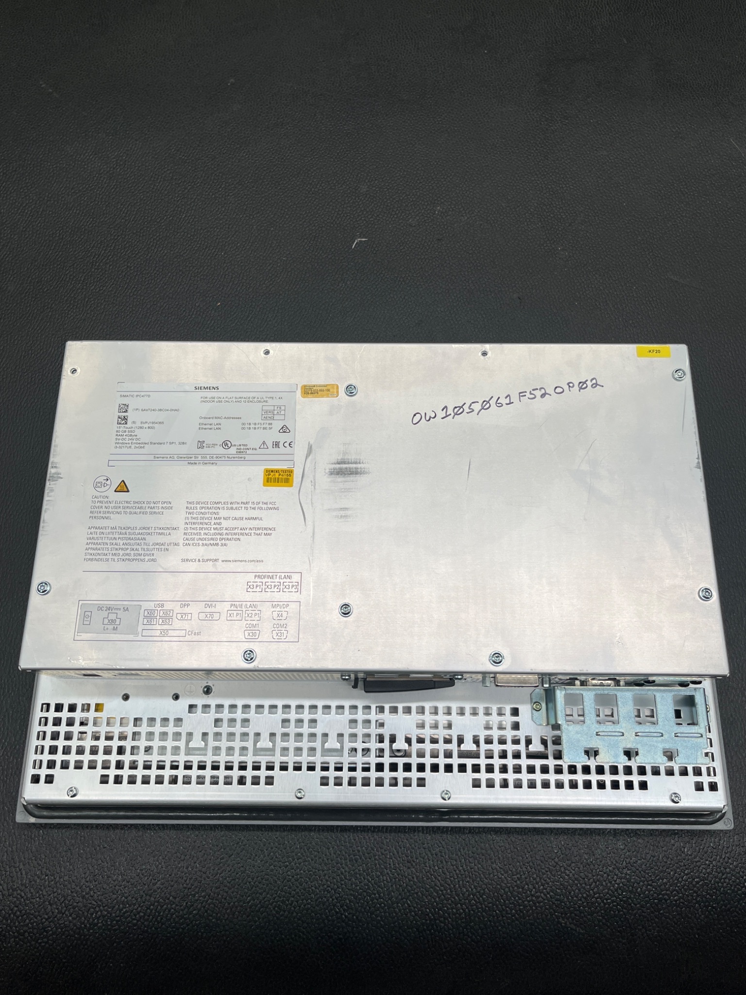 SIEMENS 6AV7240‑3BC04‑0HA0 SIMATIC IPC477D Touch Panel PC USED 3