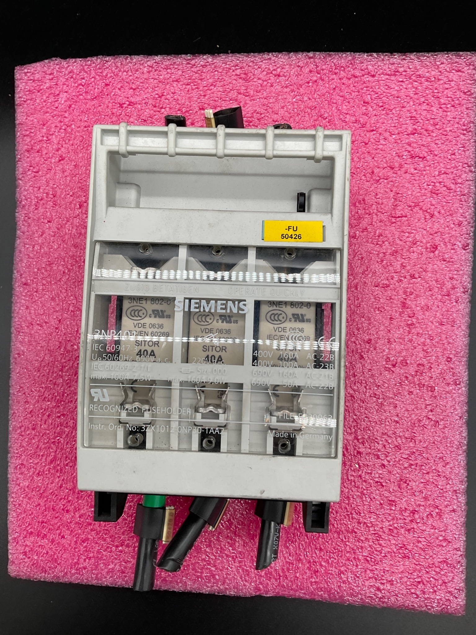 SIEMENS 3NP401 Fuse Switch USED 0