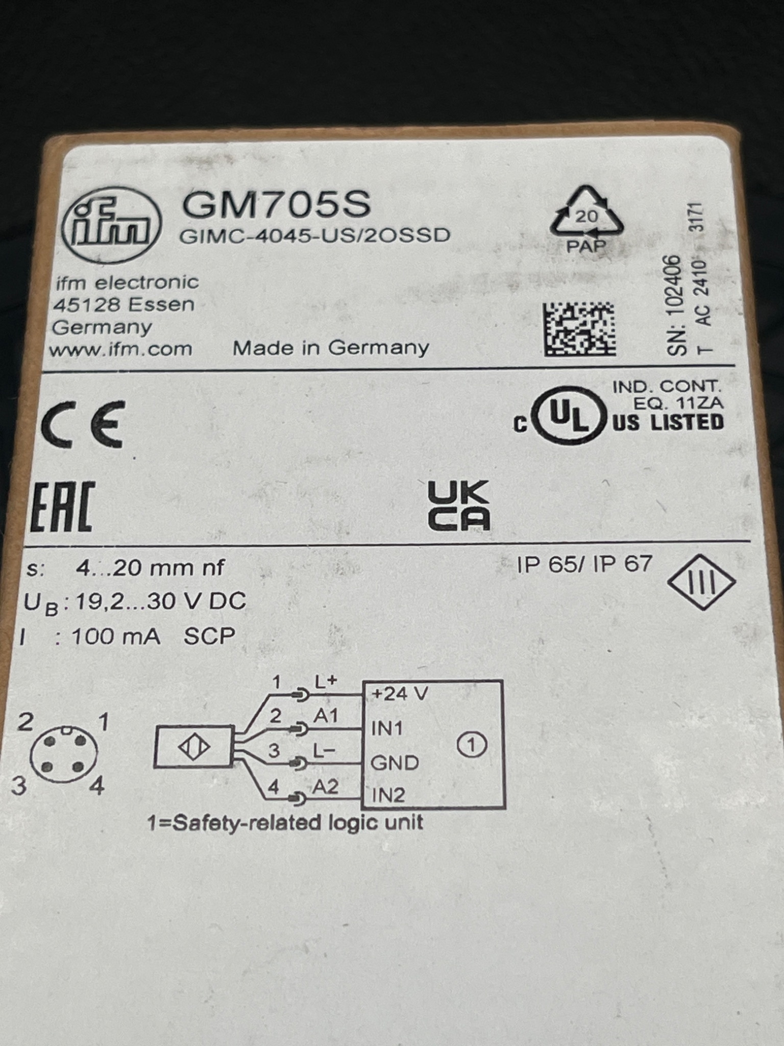 IFM GM705S Inductive Safety Sensor NEW 2