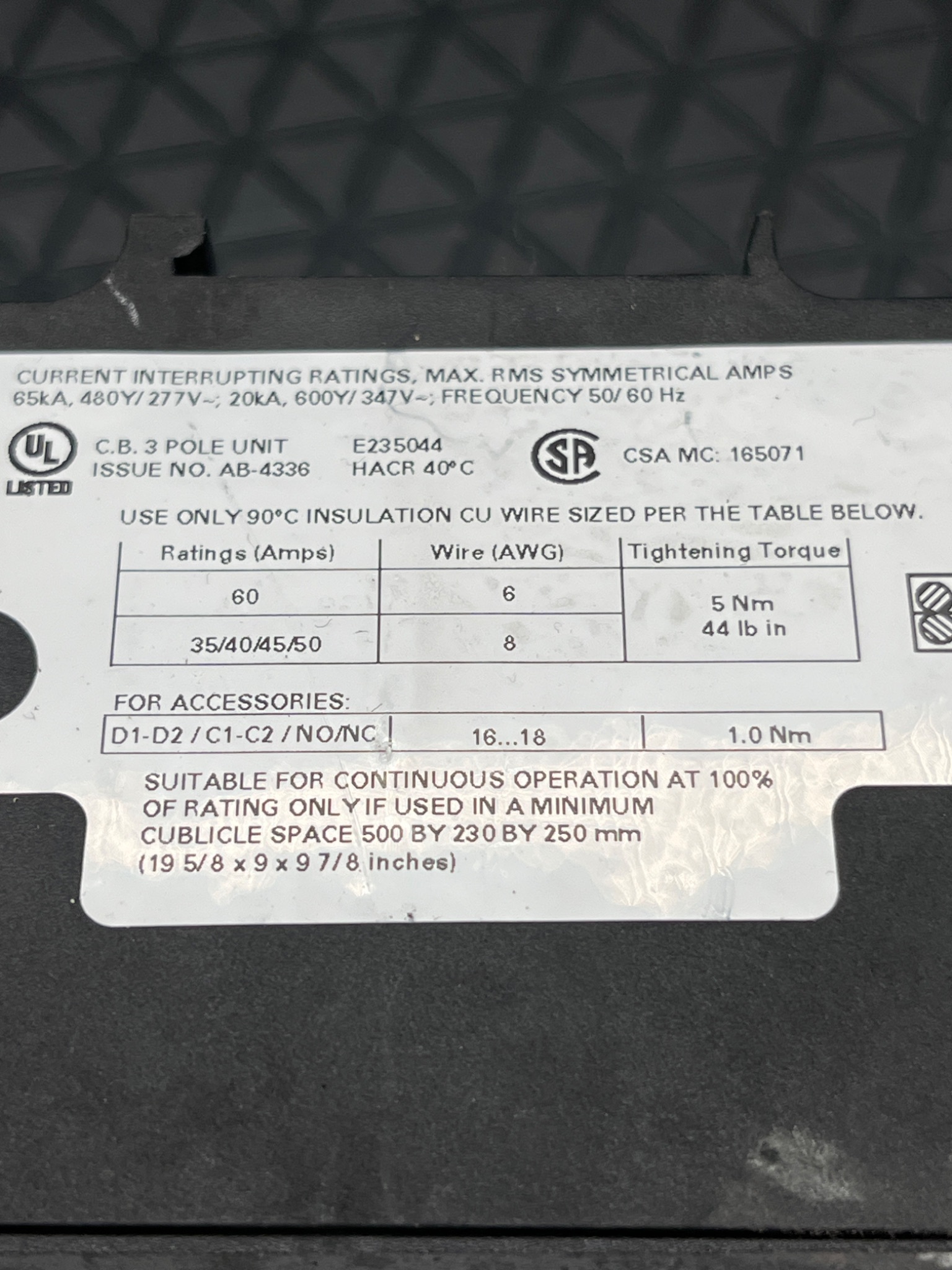 SIEMENS 3RV1742‑5FD10 Motor Protection Circuit Breaker USED 6