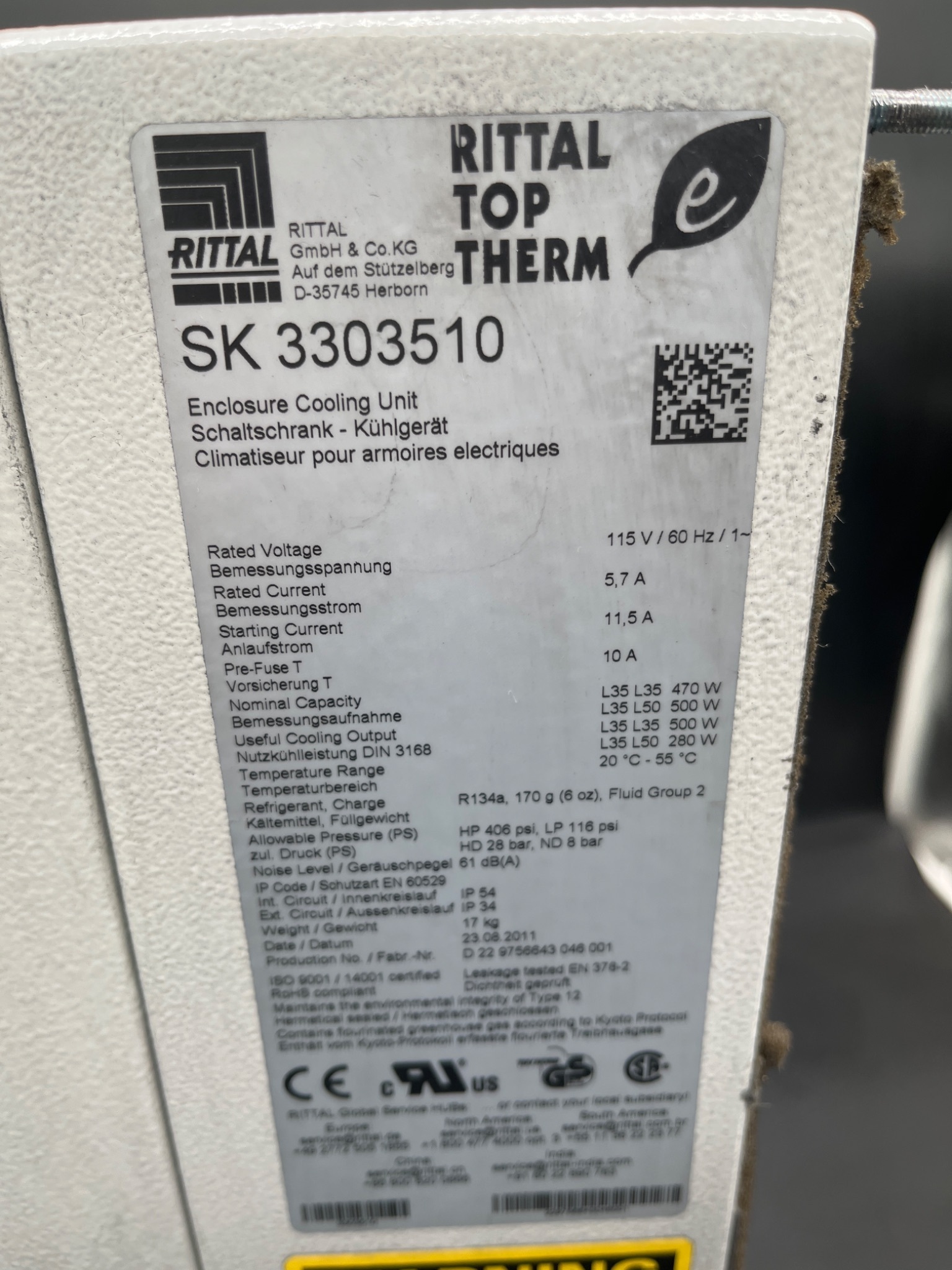 RITTAL SK 3303.510 Enclosure Cooling Unit USED 4
