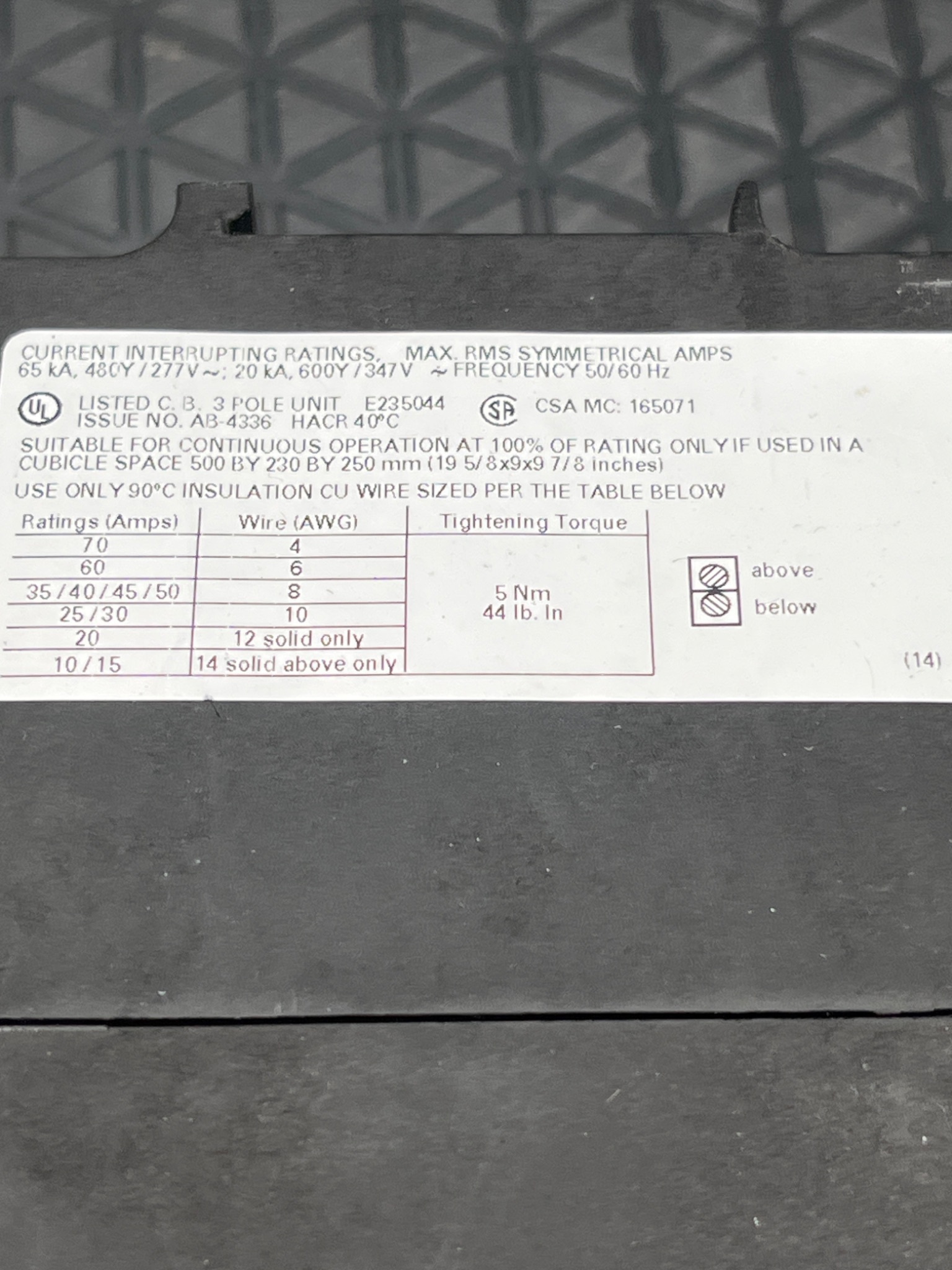 SIEMENS 3RV1742‑5LD10 Motor Protection Circuit Breaker USED 6