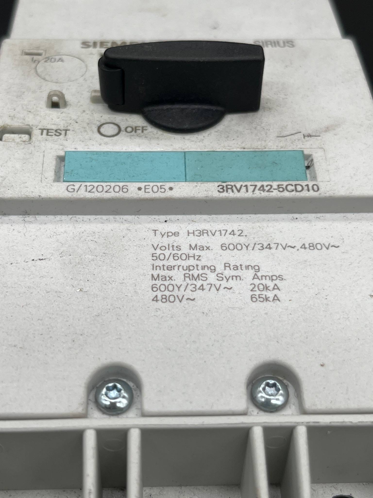 SIEMENS 3RV1742‑5CD10 SIRIUS Motor Protection Circuit Breaker USED 5