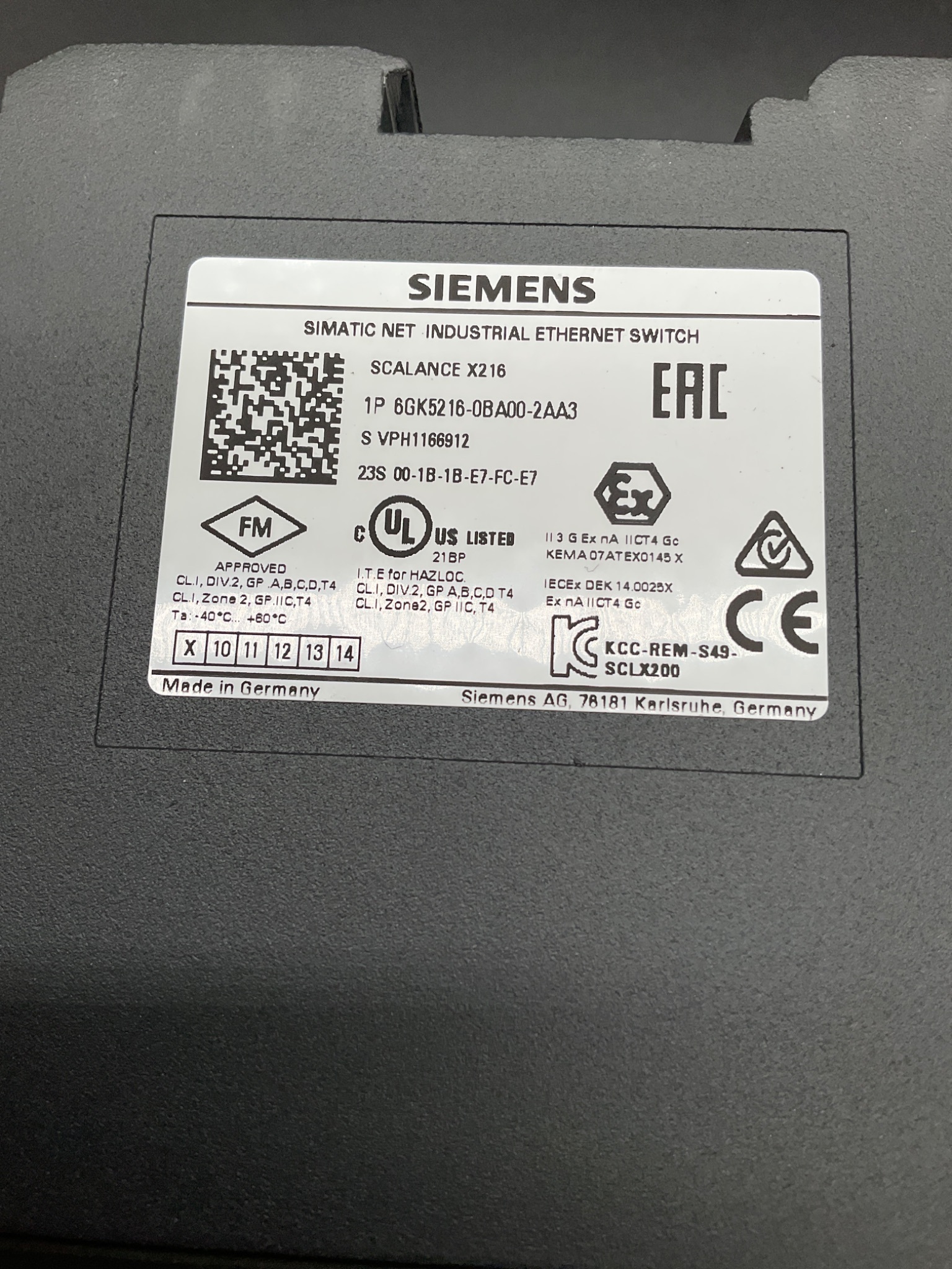 SIEMENS 6GK5216‑0BA00‑2AA3 SCALANCE X216 Ethernet Switch USED 5